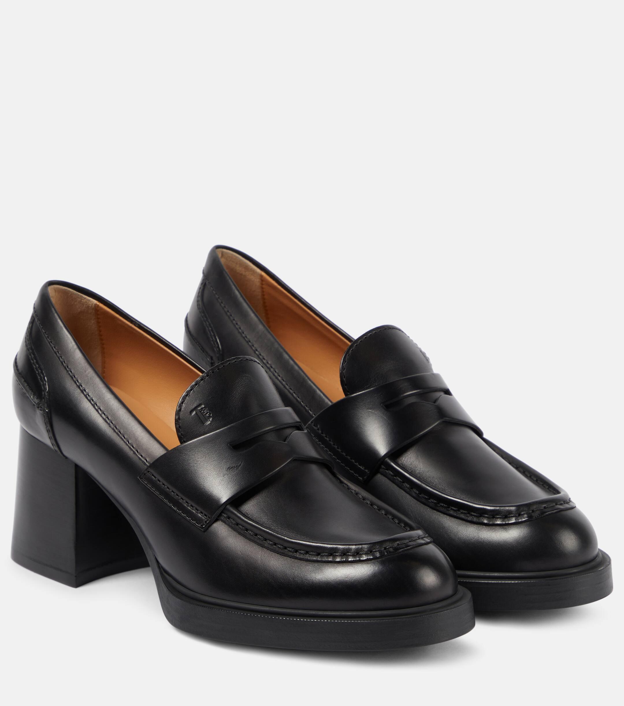 Tod s Leather Loafer Pumps in Black Lyst UK