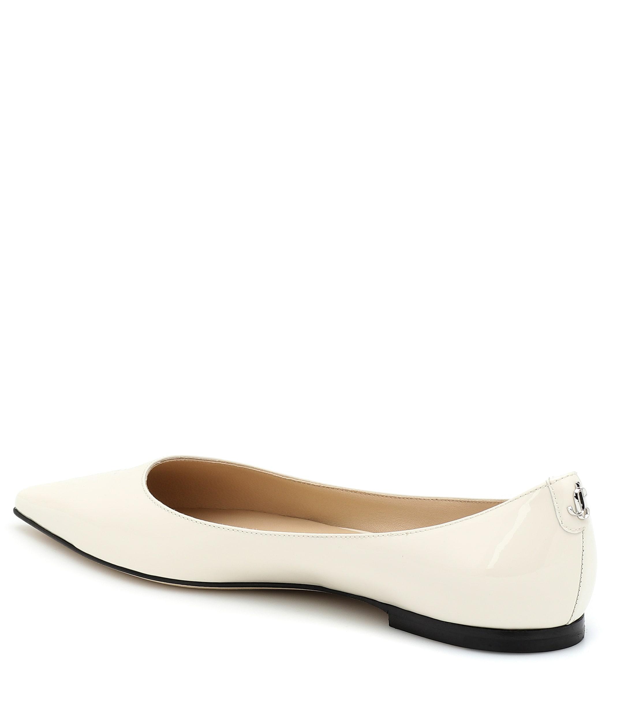 white patent leather ballet flats