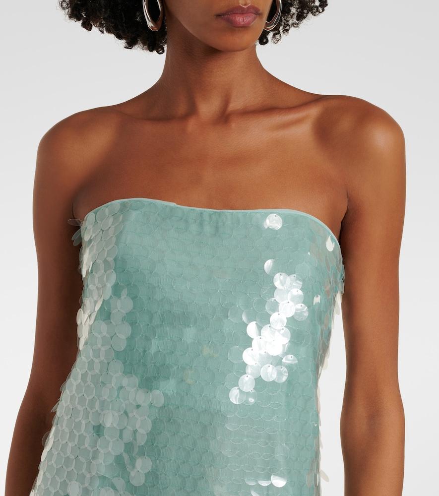 STAUD Casey Sequined Strapless Maxi Dress in Green | Lyst