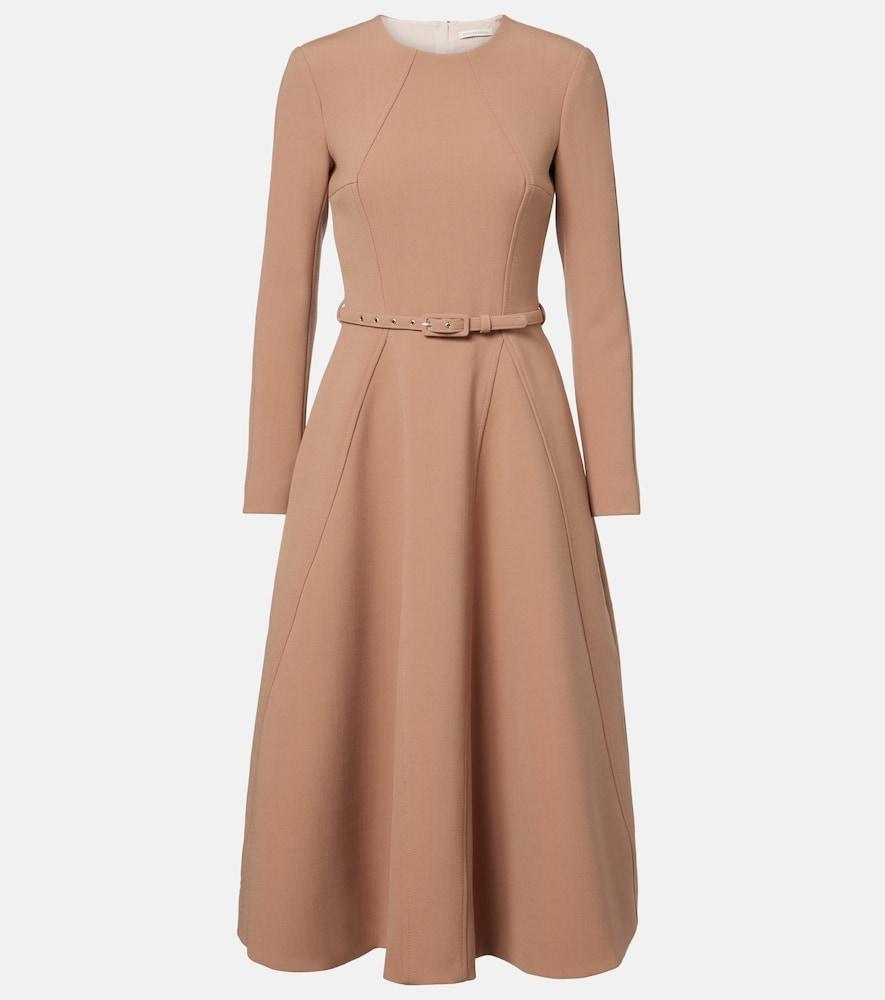 emilia wickstead brown dress Adele Dress in Brown Merino Wool