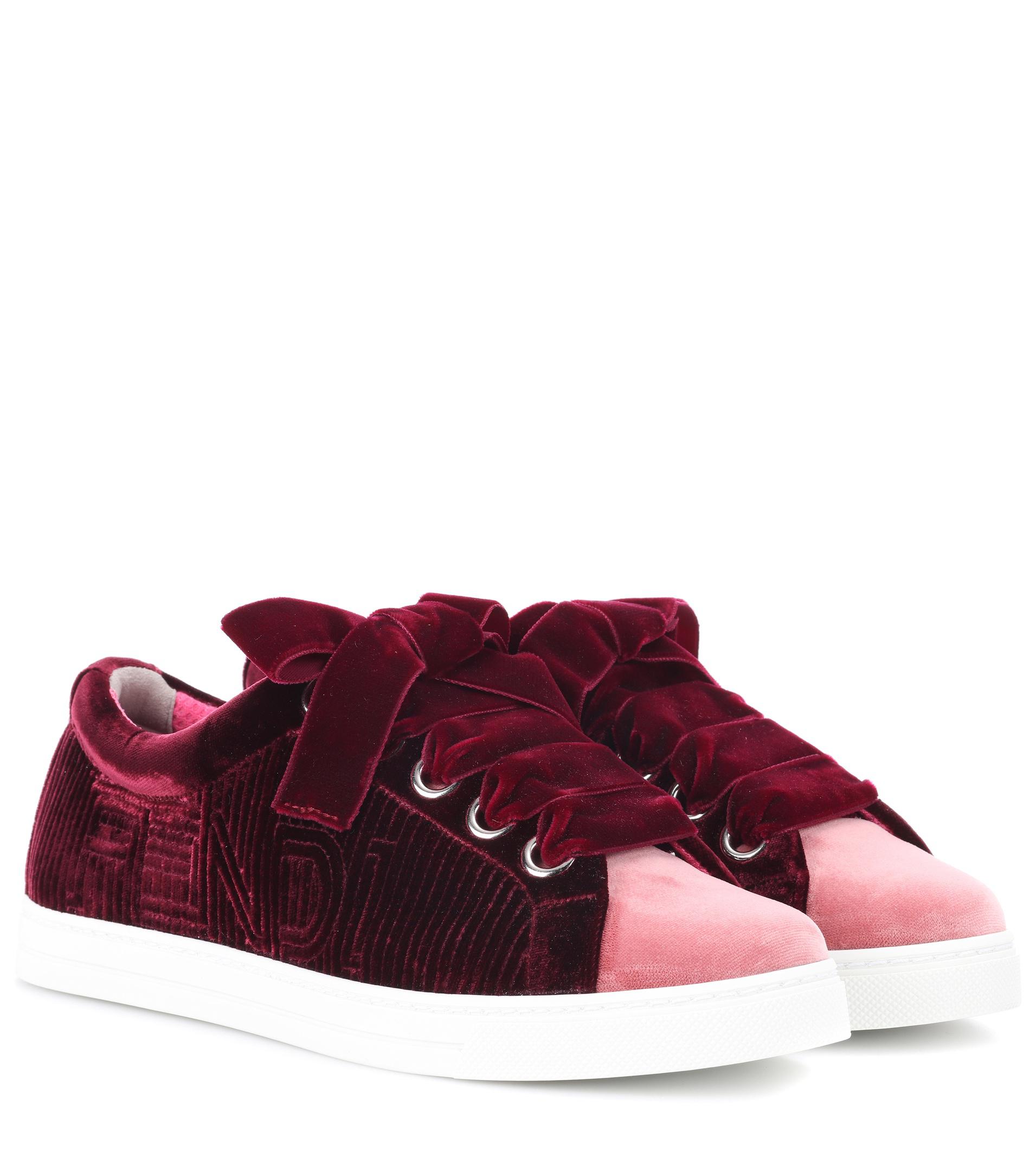Fendi Velvet Sneakers in Red | Lyst