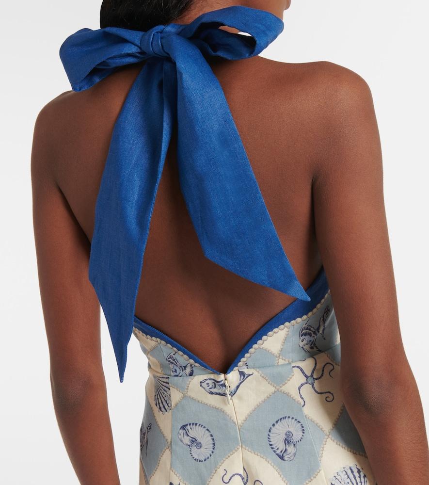 alemais blue and white dress 90s MY MICHELLE Navy Ditzy Floral Dress- Small – Atomic Furnishing & Design main image 0