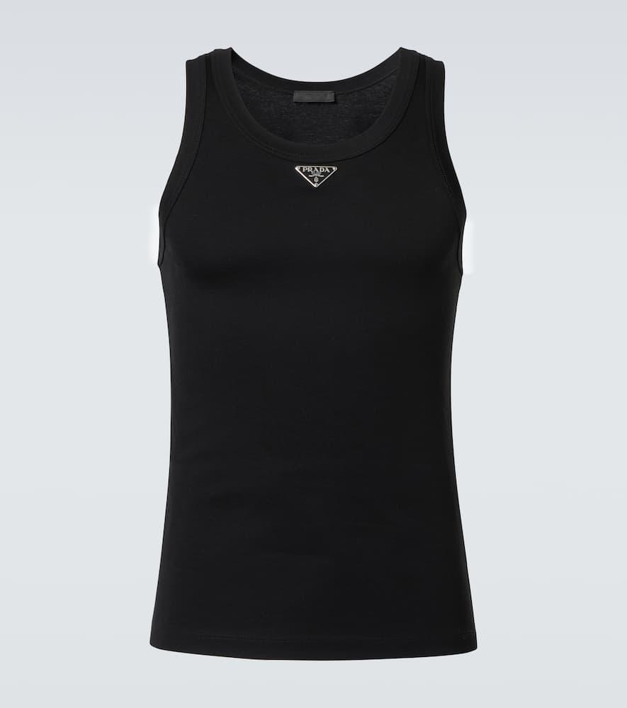Prada Logo Cotton Tank Top in Black for Men | Lyst