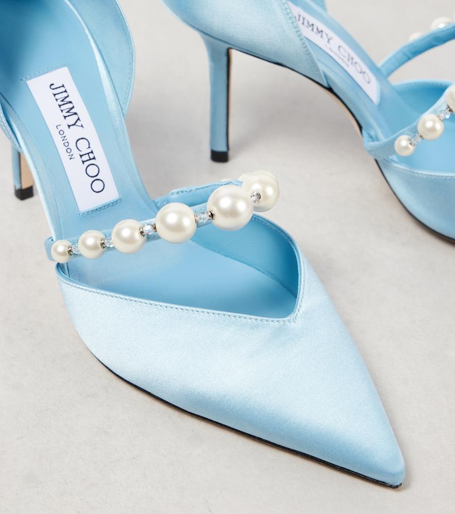 Jimmy Choo Aurelie 85 Embellished Satin Pumps in Blue | Lyst