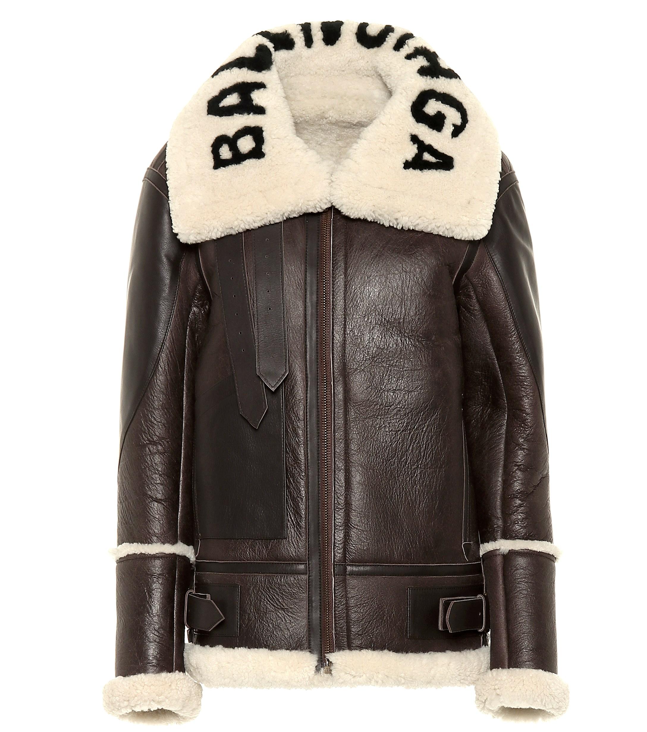 Balenciaga The Bombardier Shearling Jacket in Brown | Lyst