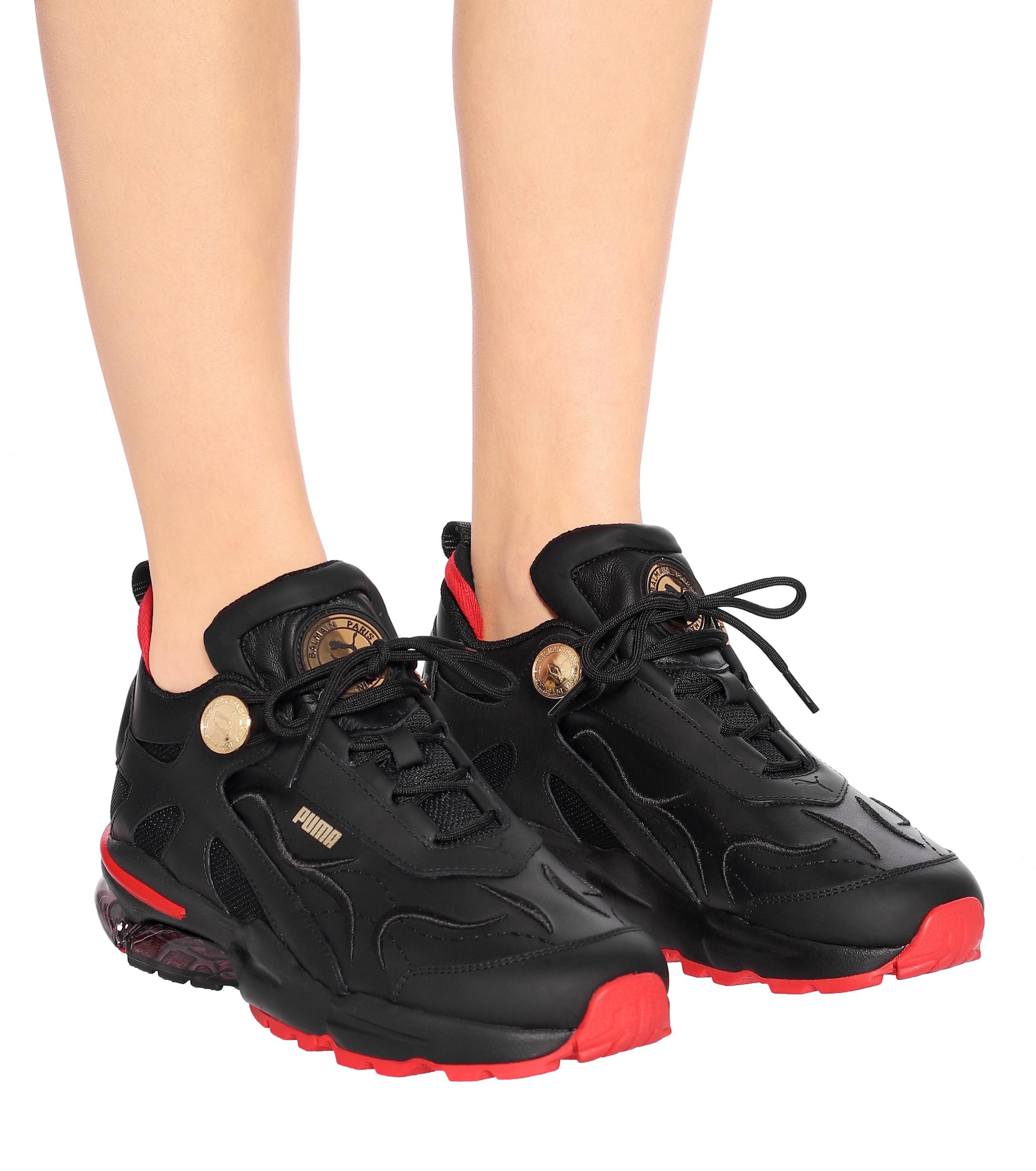 PUMA Leather X Balmain Cell Stellar Women's Sneakers in Black - Save 23% |  Lyst