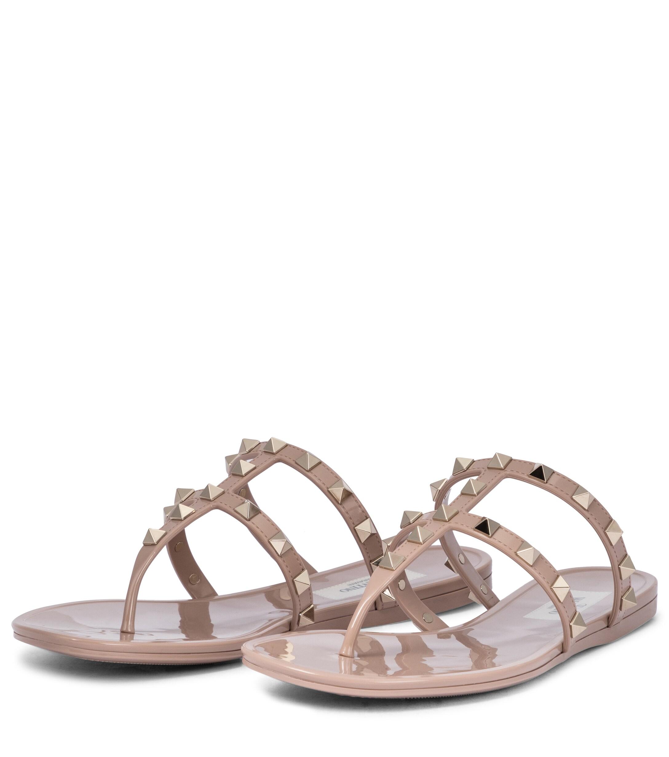 valentino garavani rockstud pvc flat thong sandals