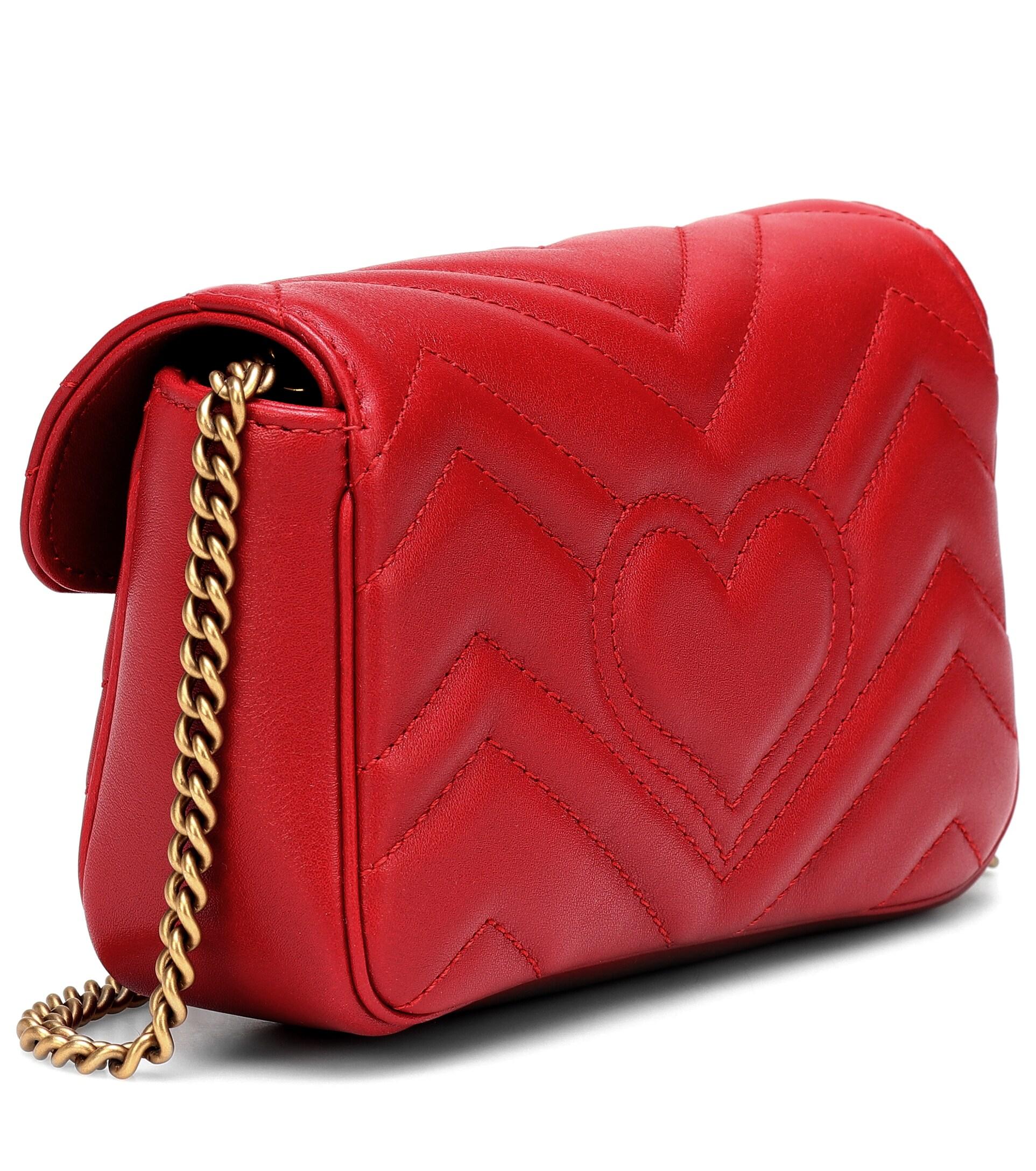 Gucci GG Marmont Small Leather Matelassé Shoulder Bag in Red - Save 53% |  Lyst