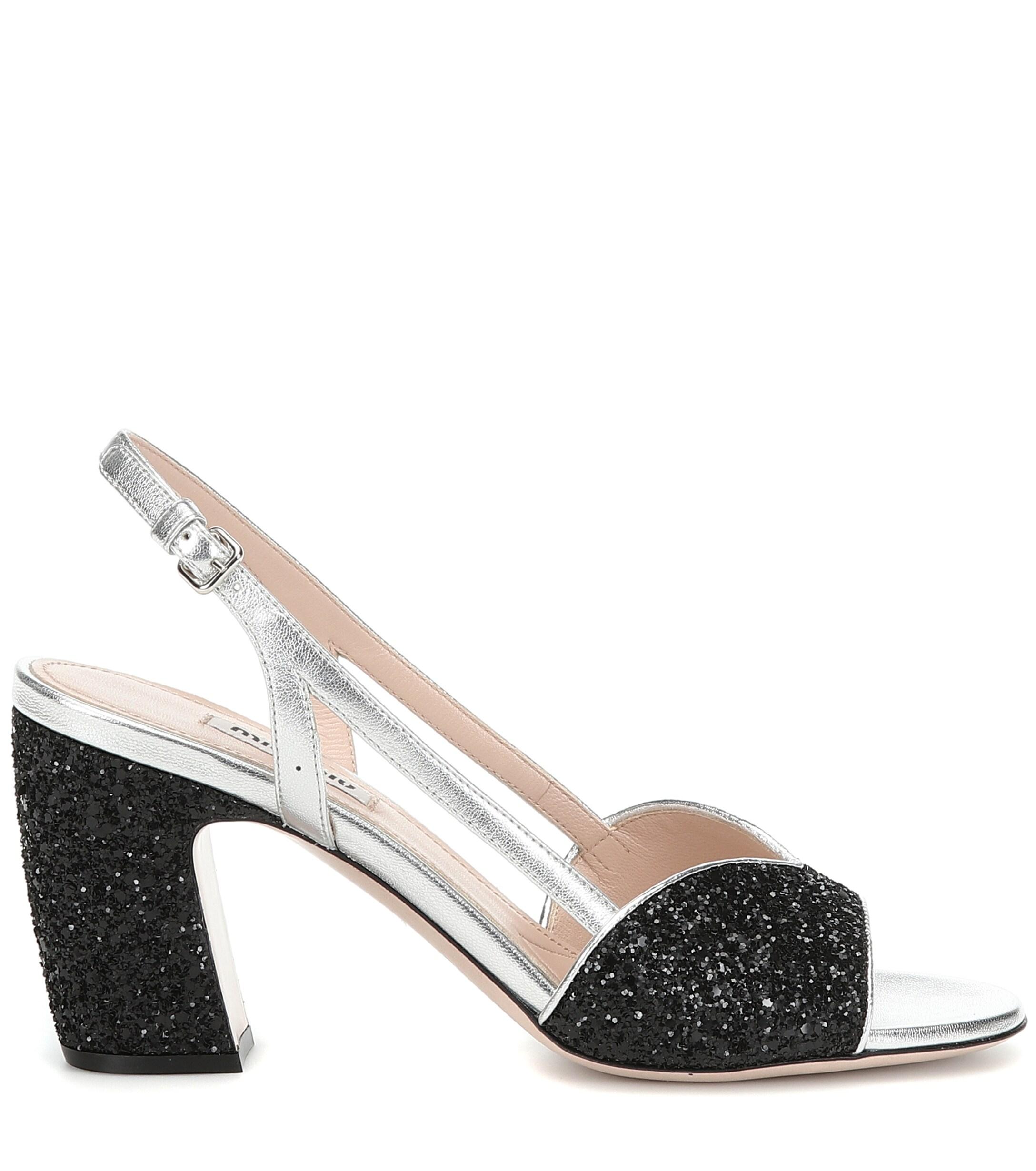 miu miu glitter sandals