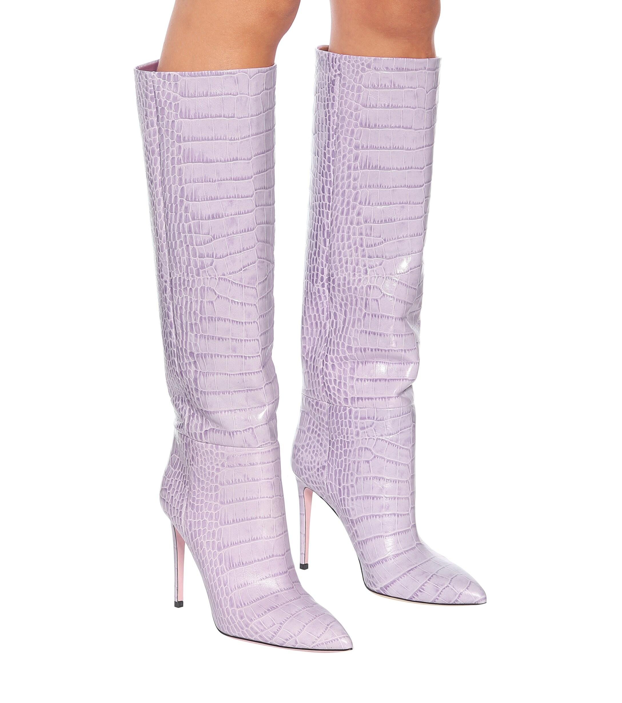 Paris Texas Croc-effect Leather Knee-high Boots in Purple | Lyst