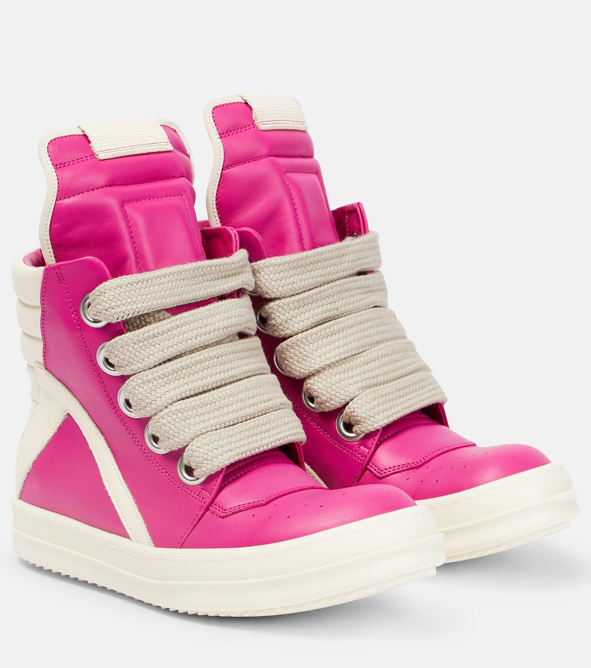 Rick Owens Goebasket Jumbo Leather Sneakers in Pink | Lyst