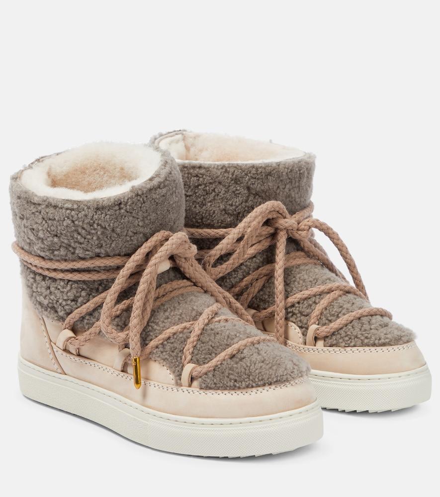 Inuikii Sneaker Classic Shearling And Leather Ankle Boots in Natural | Lyst