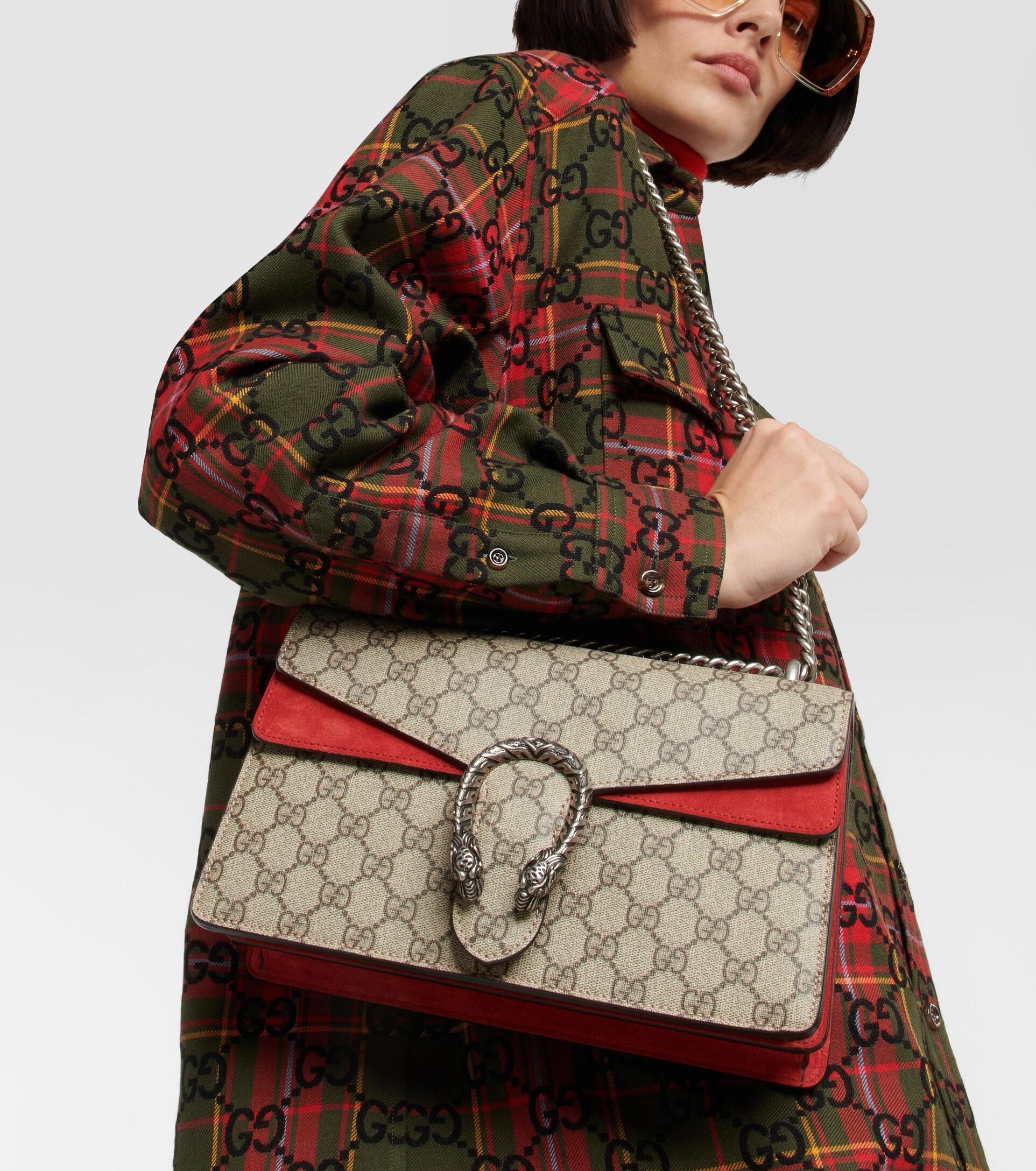 Gucci Beige/Red GG Supreme Canvas and Suede Medium Dionysus Shoulder Bag  Gucci