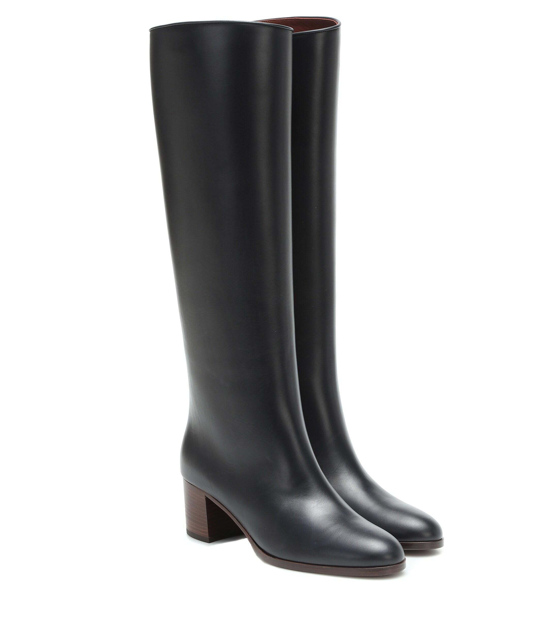 Loro Piana Paris 55 Leather Knee-high Boots in Black - Lyst