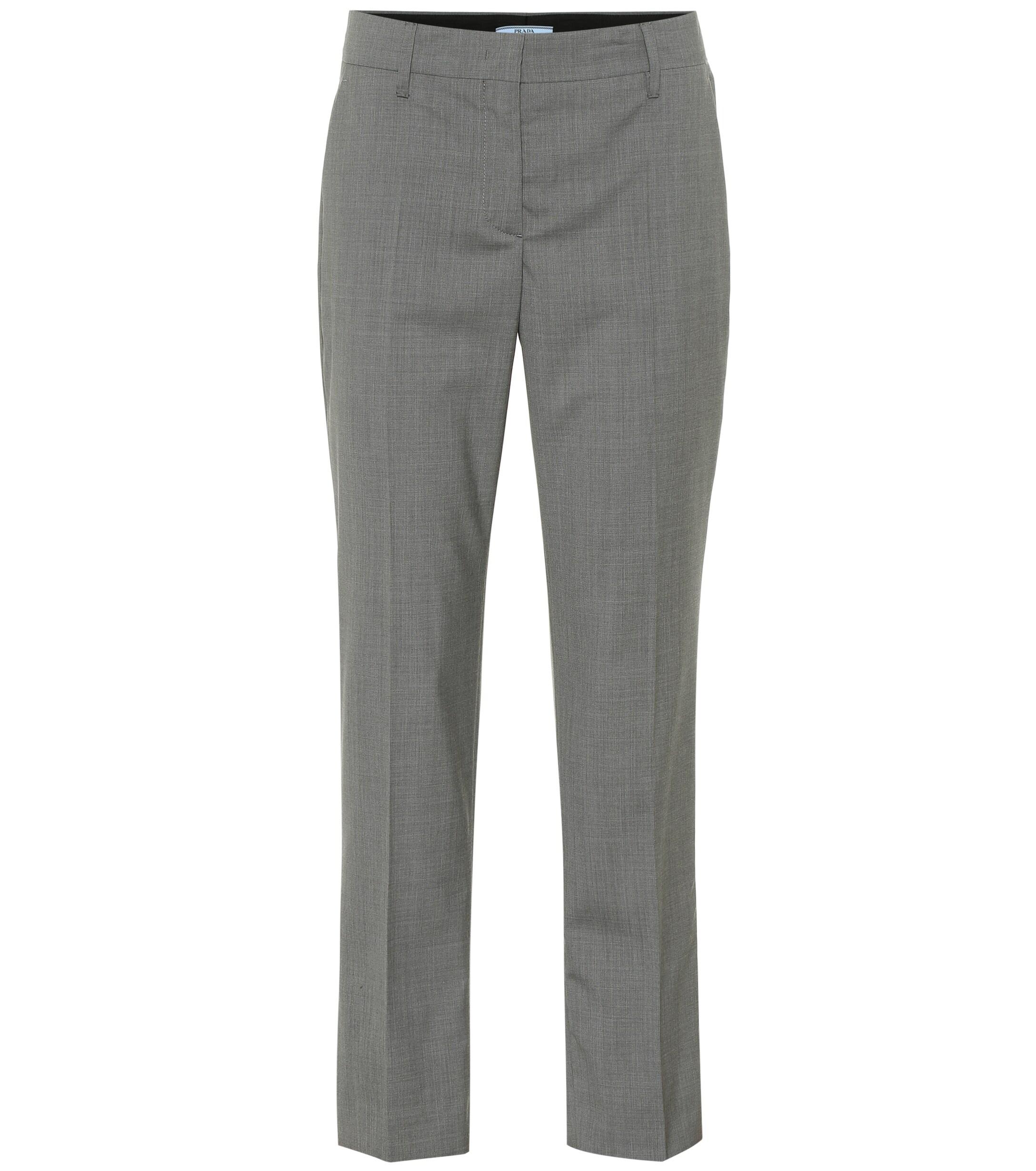 Prada Cropped Wool Pants in Grey (Gray) Lyst