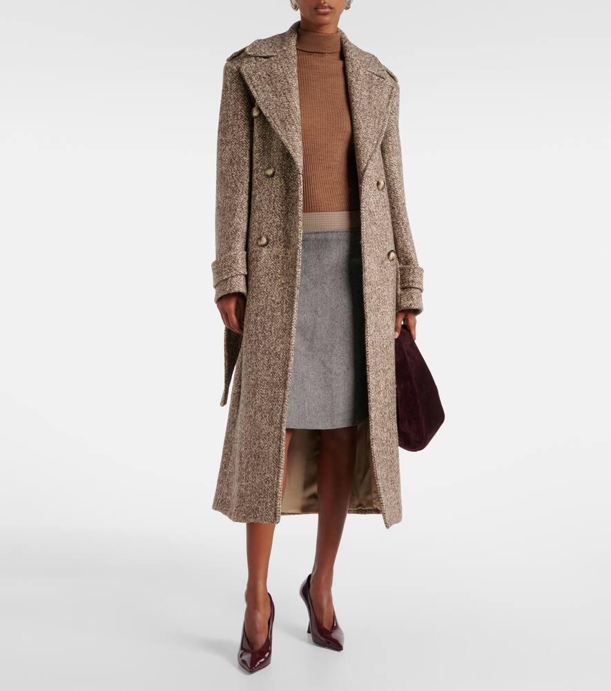 コート SPORTMAX Melange brown wool blend Denaro coat Sportmax Melange Brown Wool Blend Denaro Coat In Beige