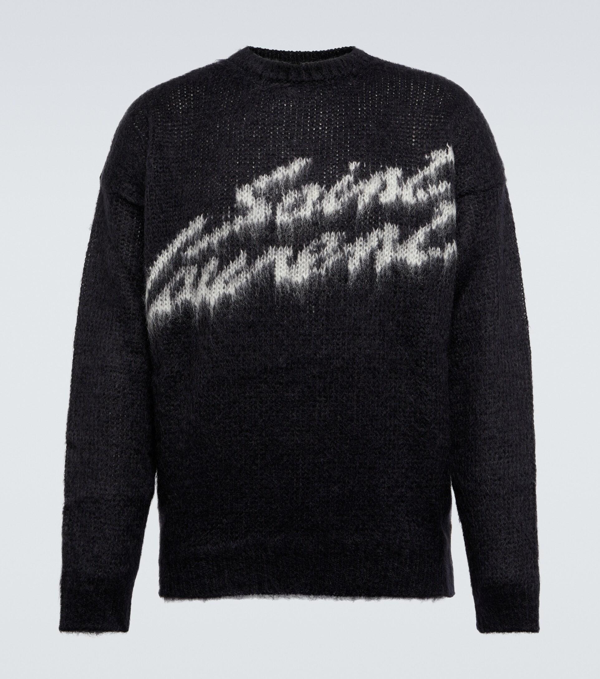 Saint Laurent Logo Mohair-blend Sweater in Black for Men | Lyst