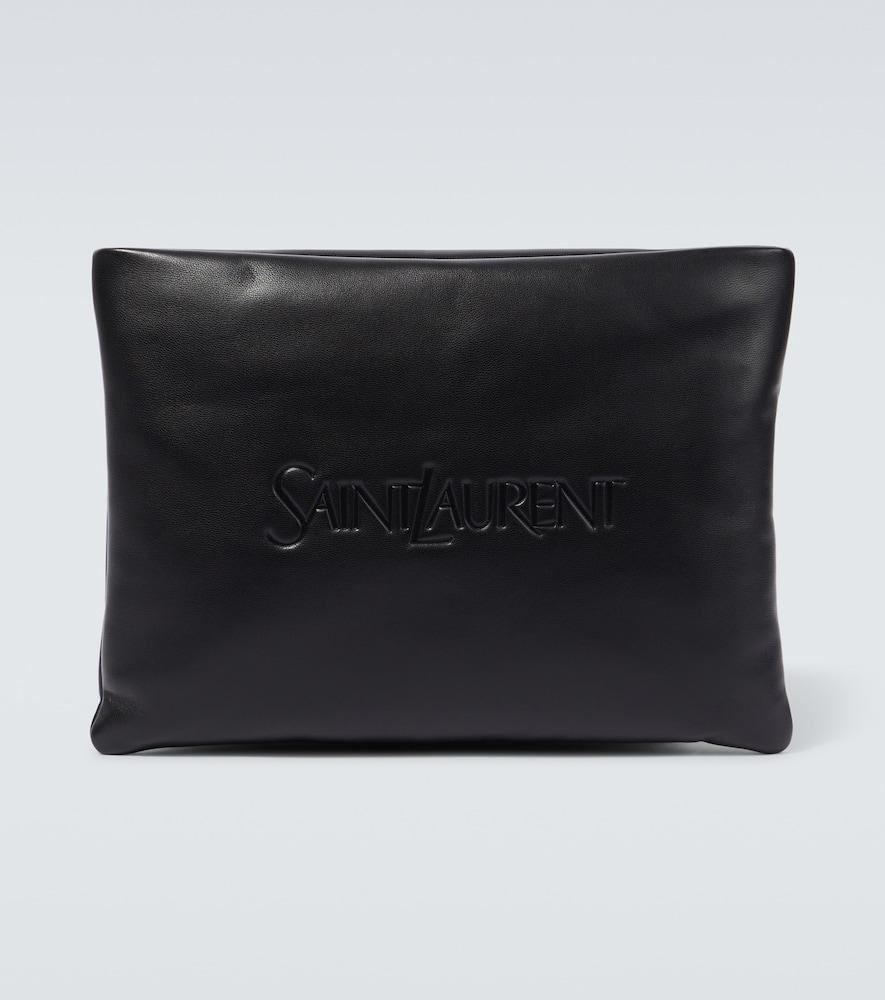 Saint Laurent Logo Leather Toiletry Bag in Black for Men Lyst
