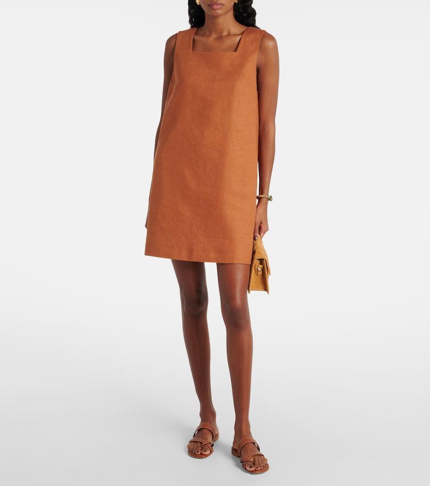 posse brown linen dress Sabine linen midi dress in brown - Posse