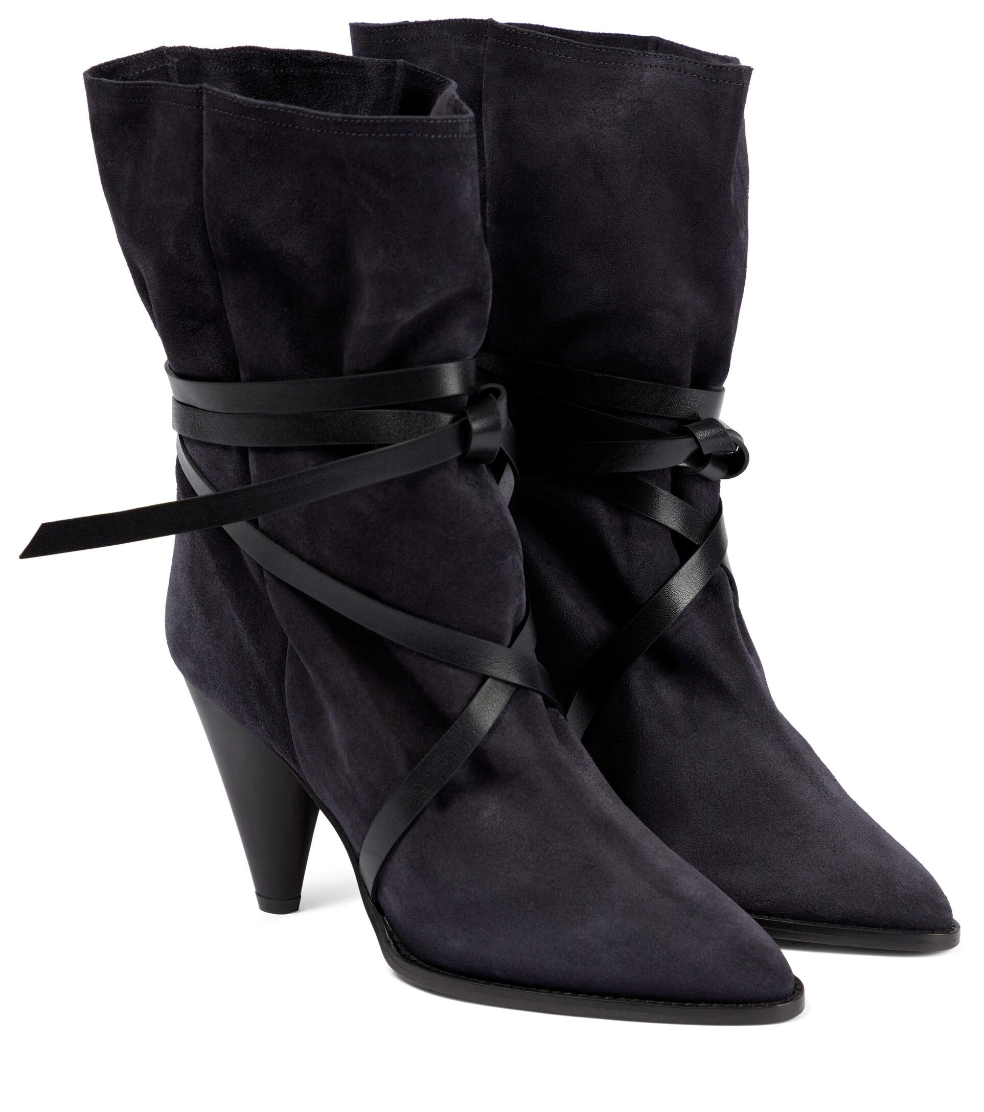 Isabel Marant Lidly Suede Leather-trimmed Ankle Boots | Lyst
