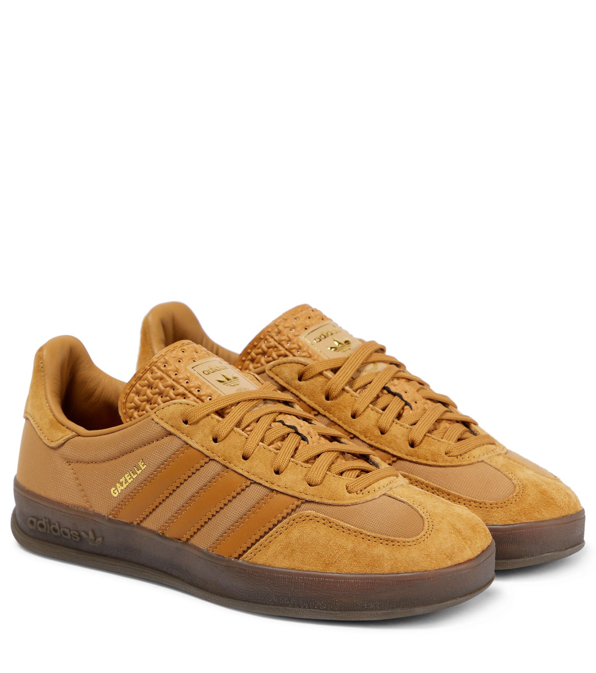 adidas Gazelle Indoor Suede-paneled Sneakers in Brown | Lyst
