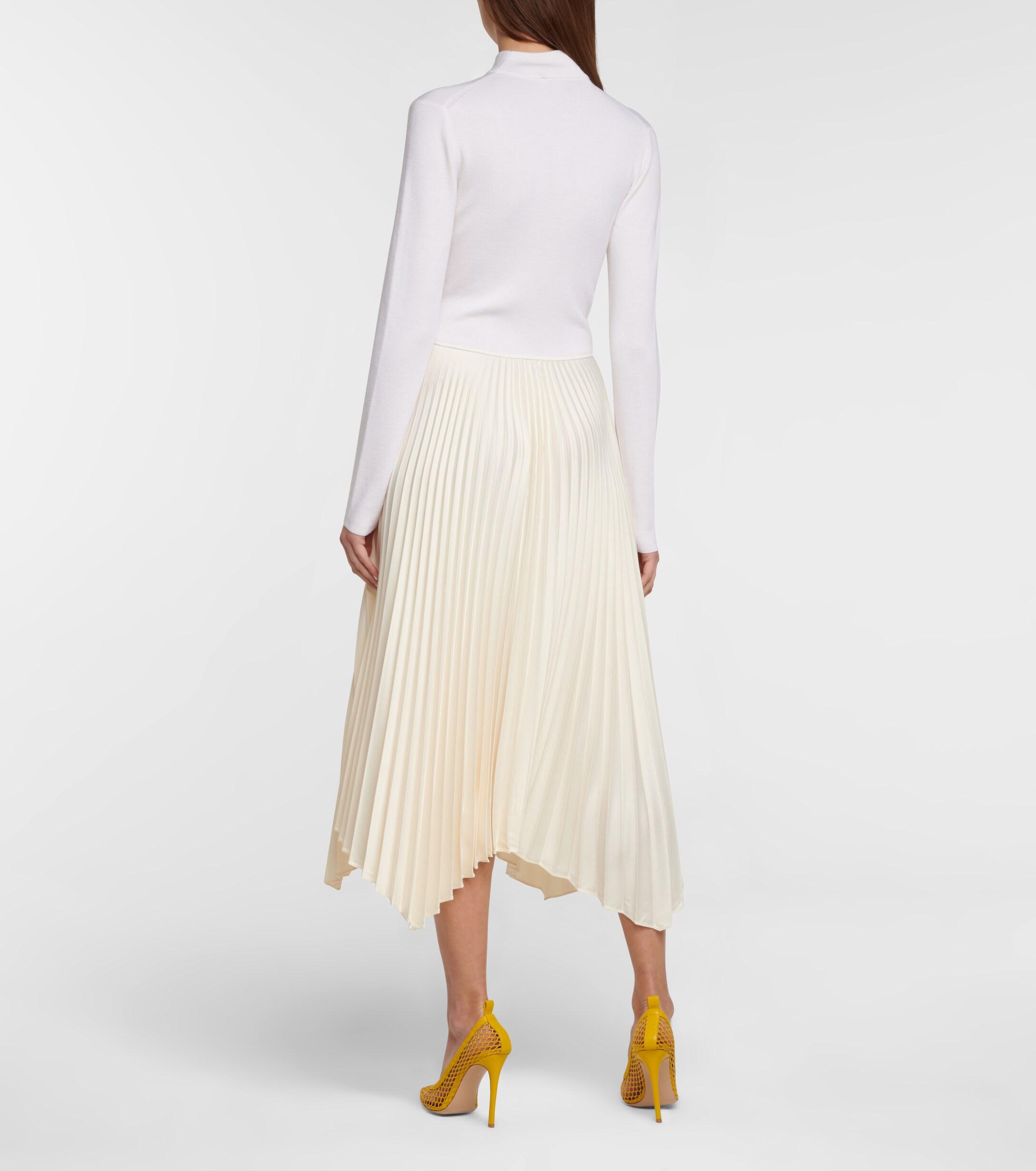 Polo Ralph Lauren Wool-blend Turtleneck Midi Dress in Natural | Lyst