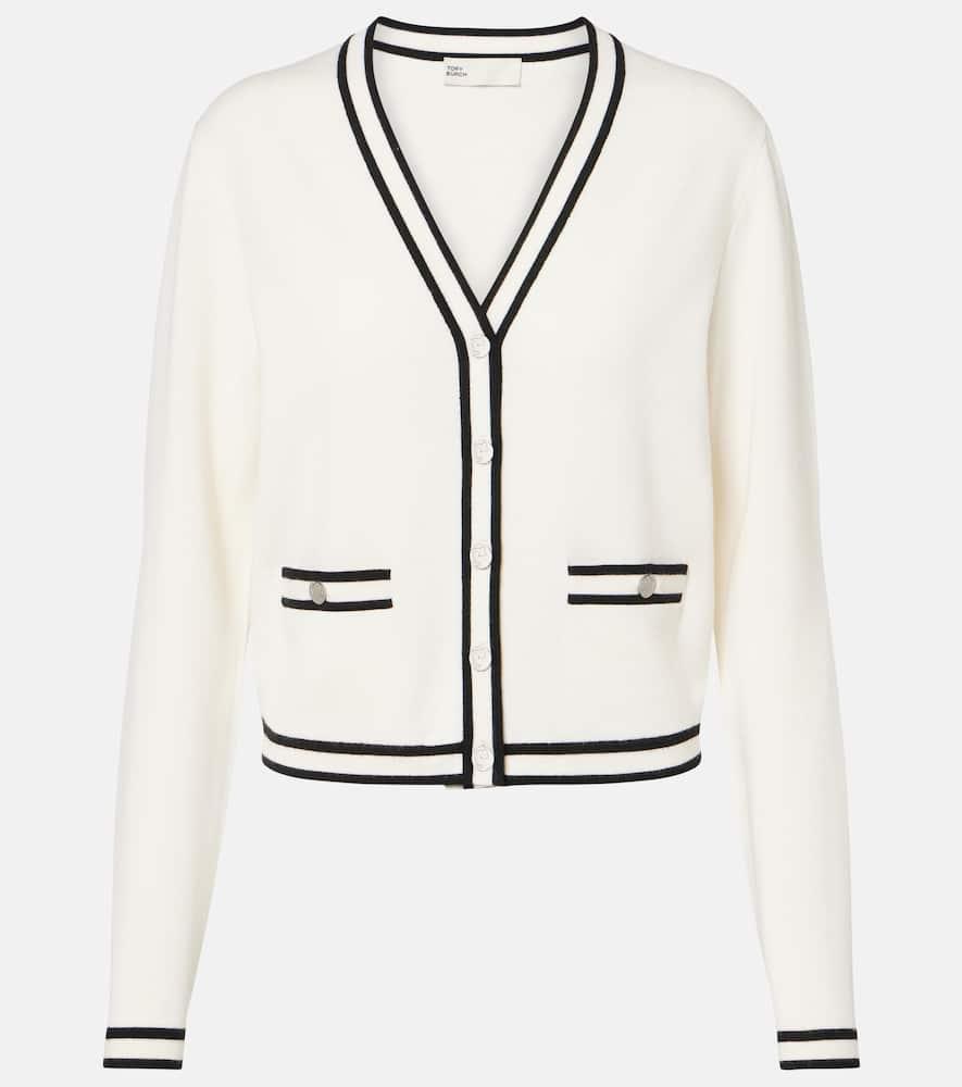 Tory Burch Kendra Wool-Blend Cardigan in White Lyst UK