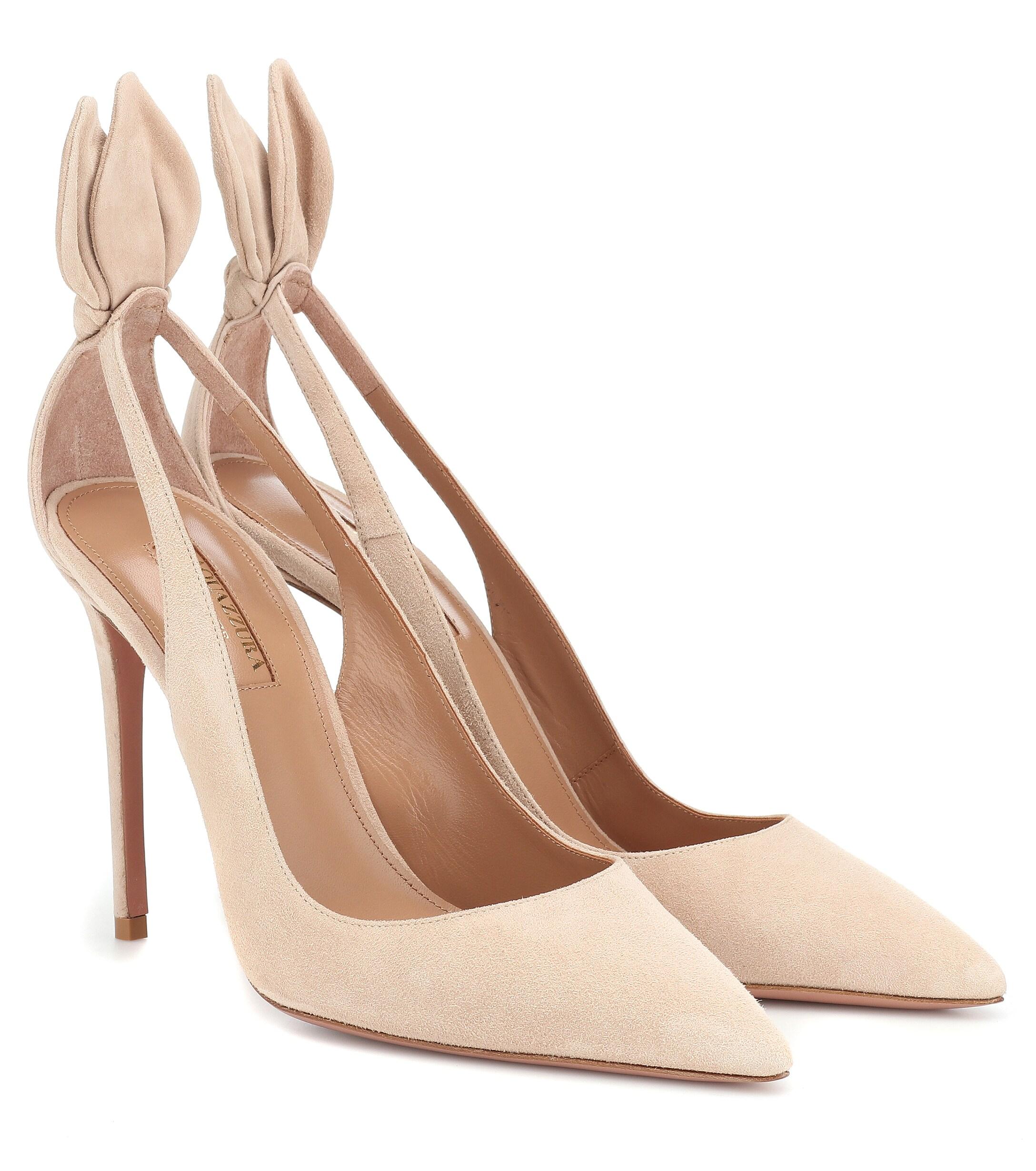 Aquazzura Pumps Bow Tie 105 Aus Veloursleder In Natur Lyst