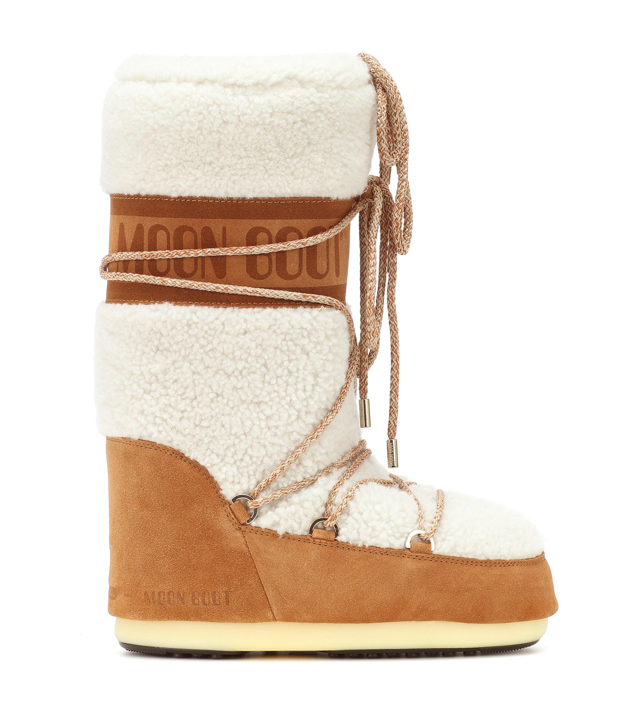 Moon Boot Classic Shearling Boots in White | Lyst