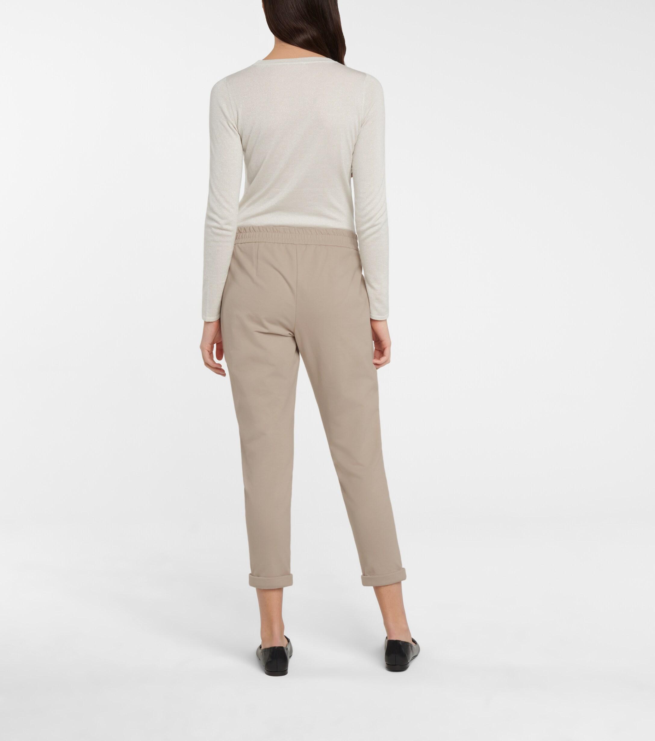 Brunello Cucinelli Embellished Cotton Trackpants in Beige (Natural) - Lyst