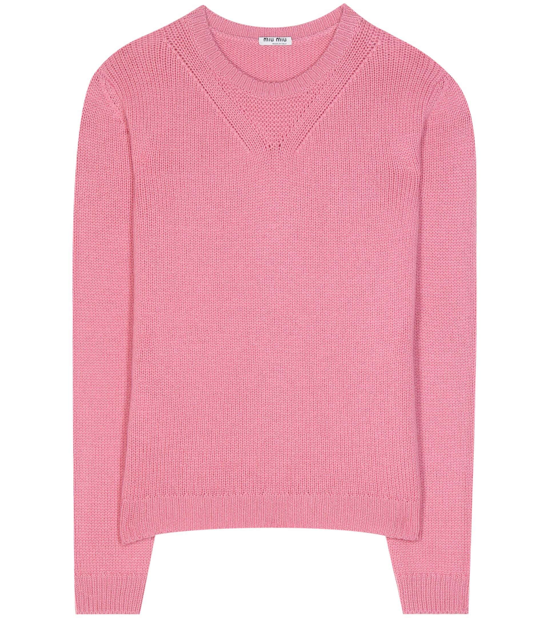 Miu Miu Cashmere Sweater in Pink - Lyst
