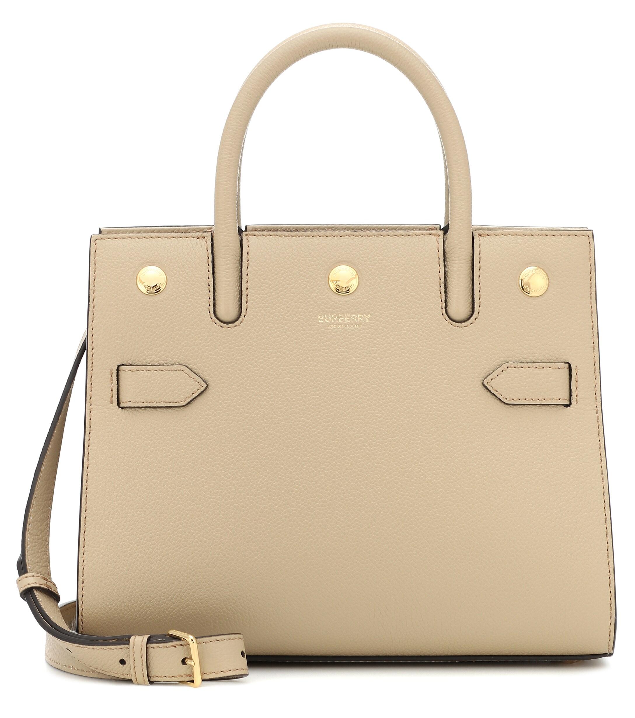 Burberry Medium Title Leather Satchel in Natural | Lyst
