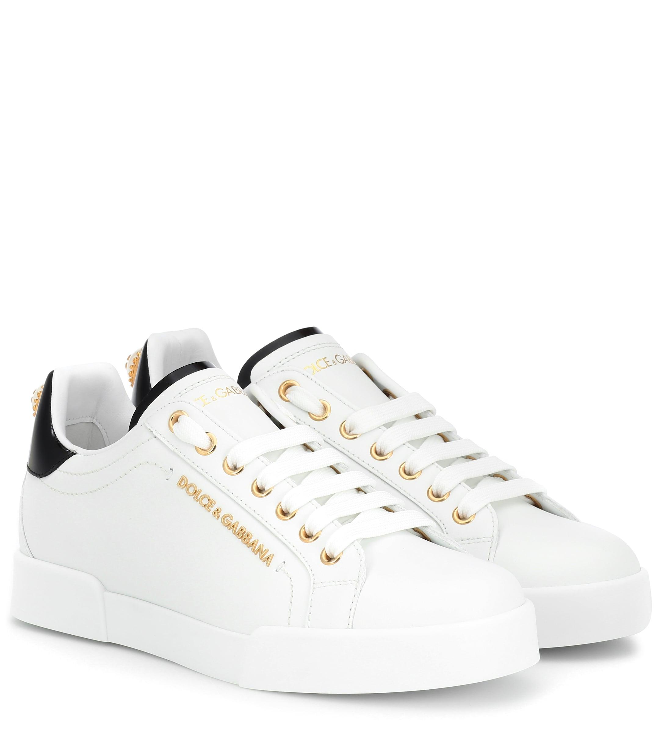 dolce & gabbana portofino leather sneakers