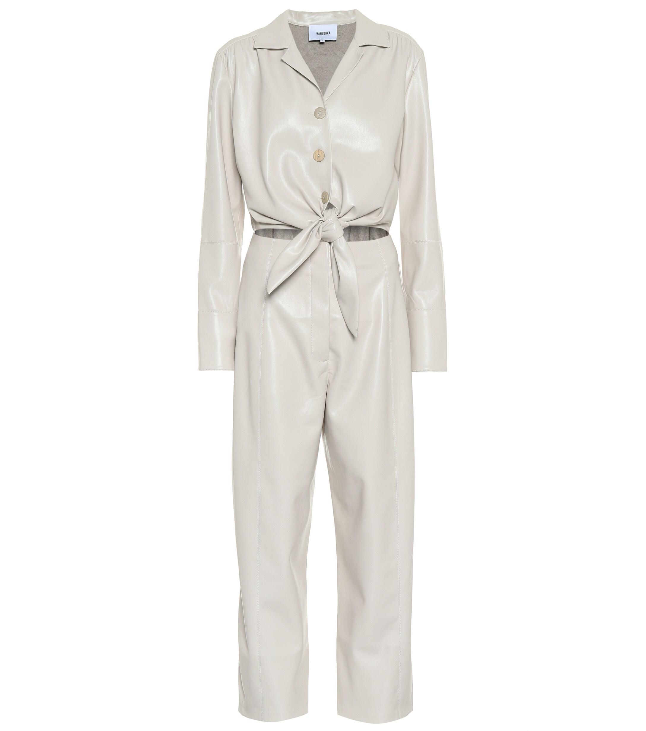 white faux leather jumpsuit