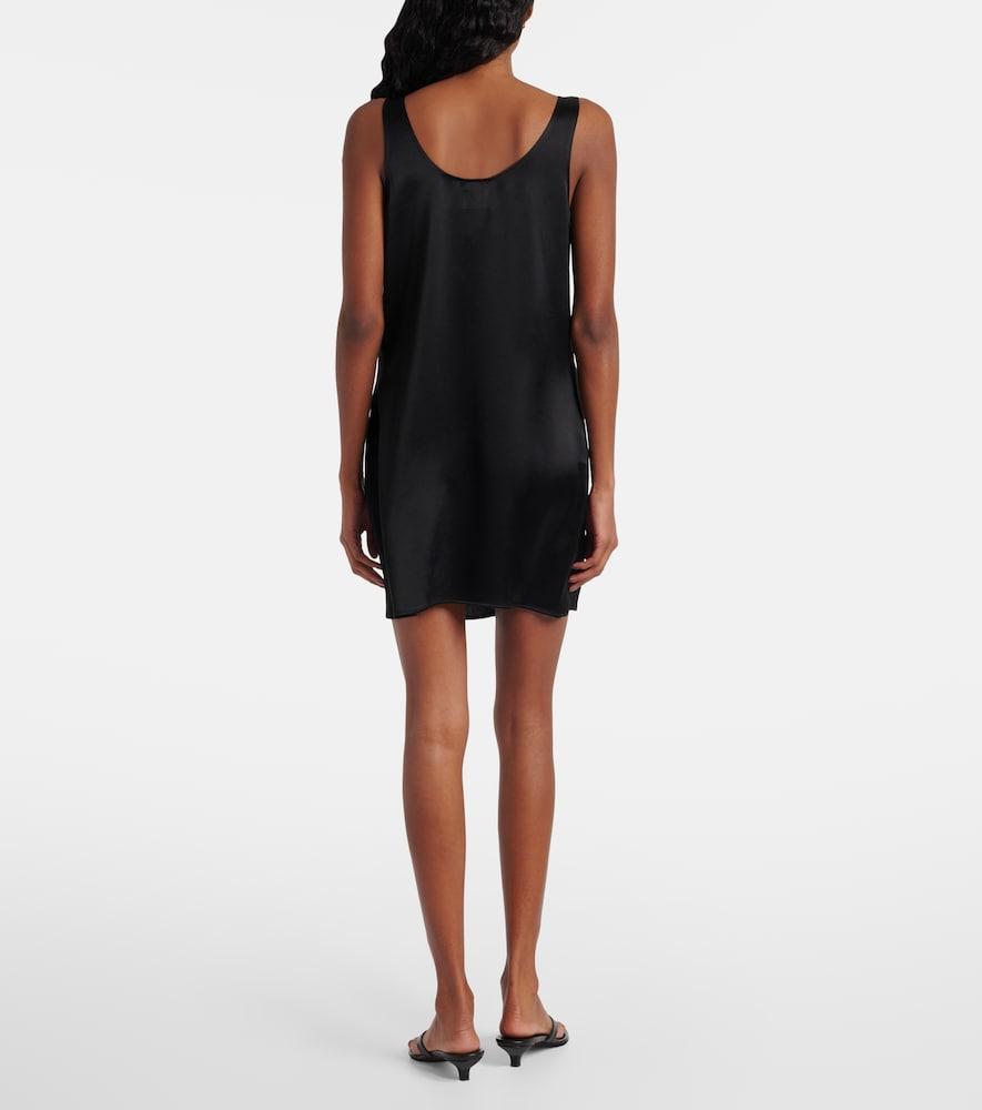 Leset Barb Satin Slip Dress in Black | Lyst