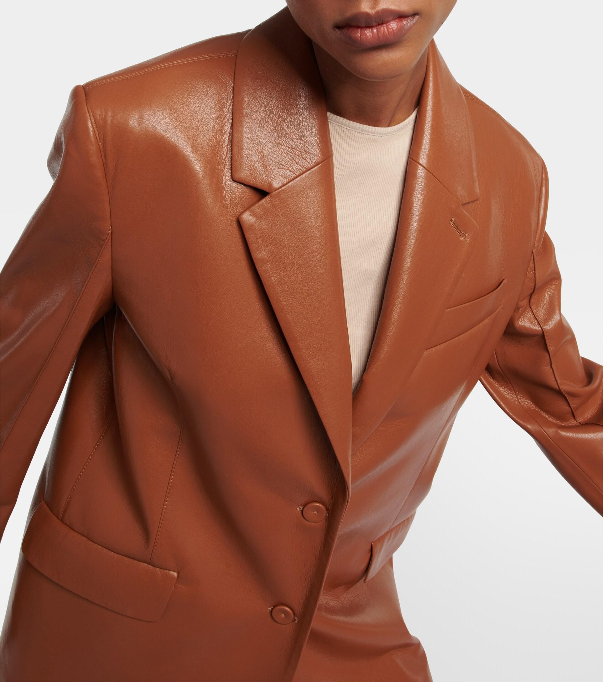 Nanushka Karo Faux Leather Blazer in Brown | Lyst