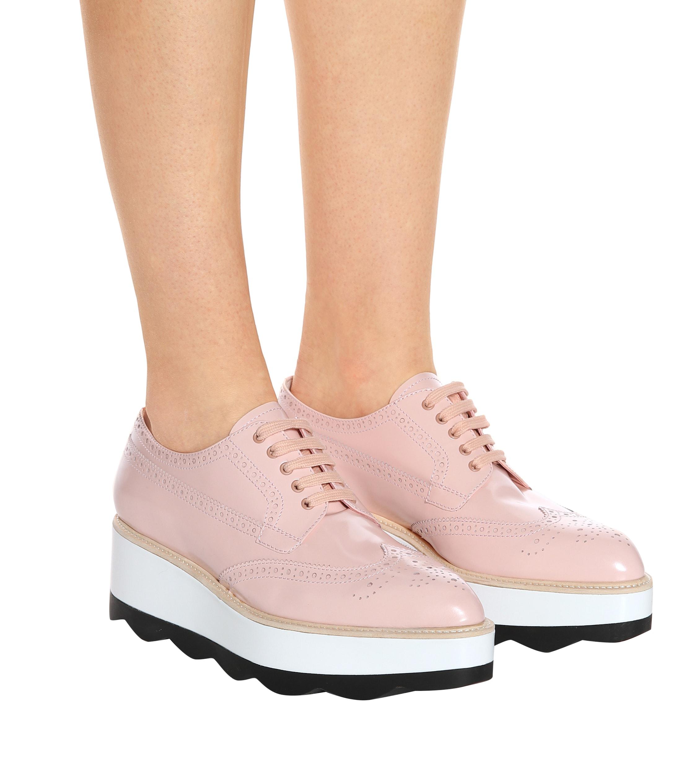 Prada Leather Platform Oxford Shoes in Pink | Lyst