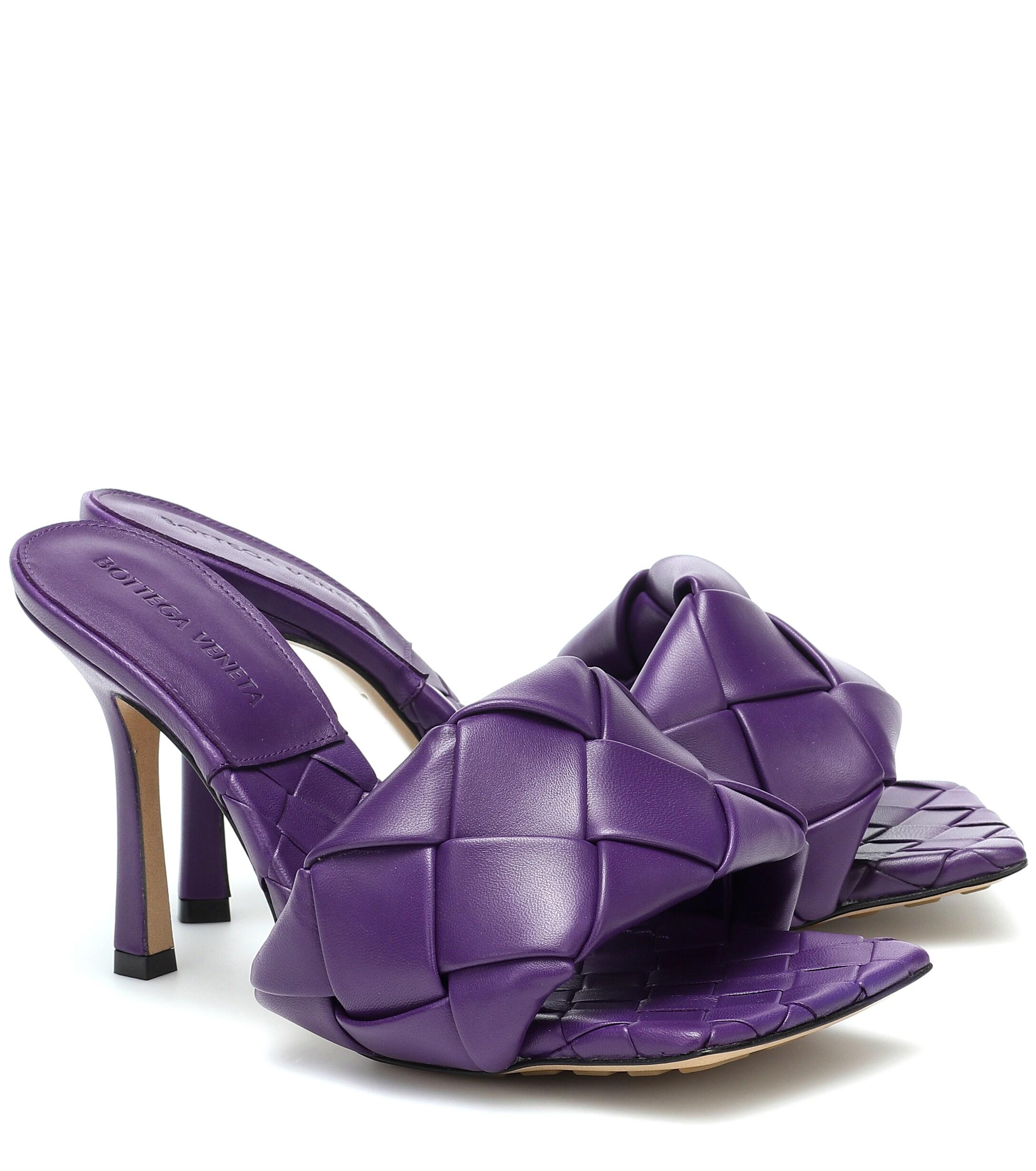 Bottega Veneta Bv Lido Leather Sandals in Purple - Lyst