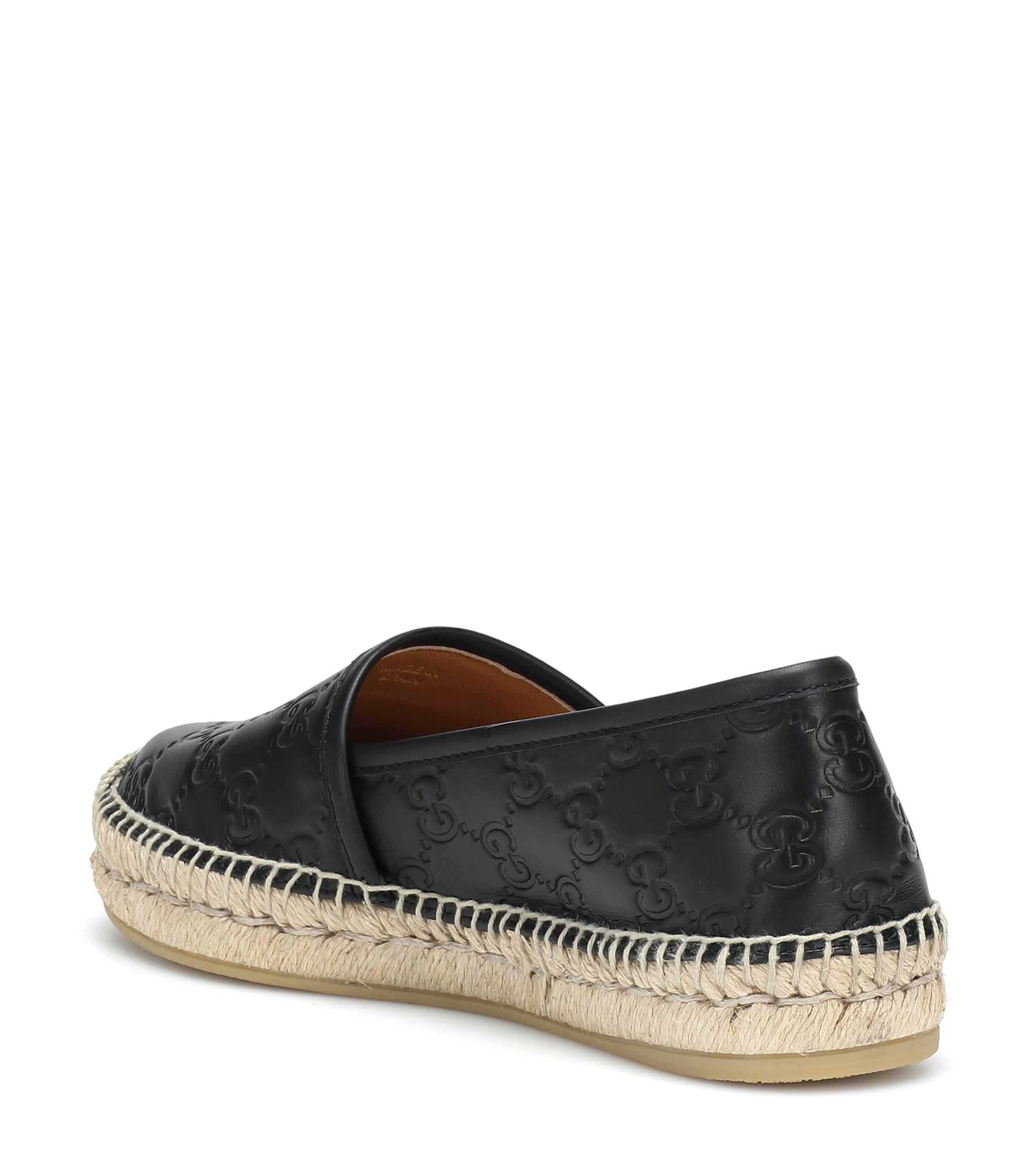 Gucci Signature Leather Espadrilles in Black | Lyst