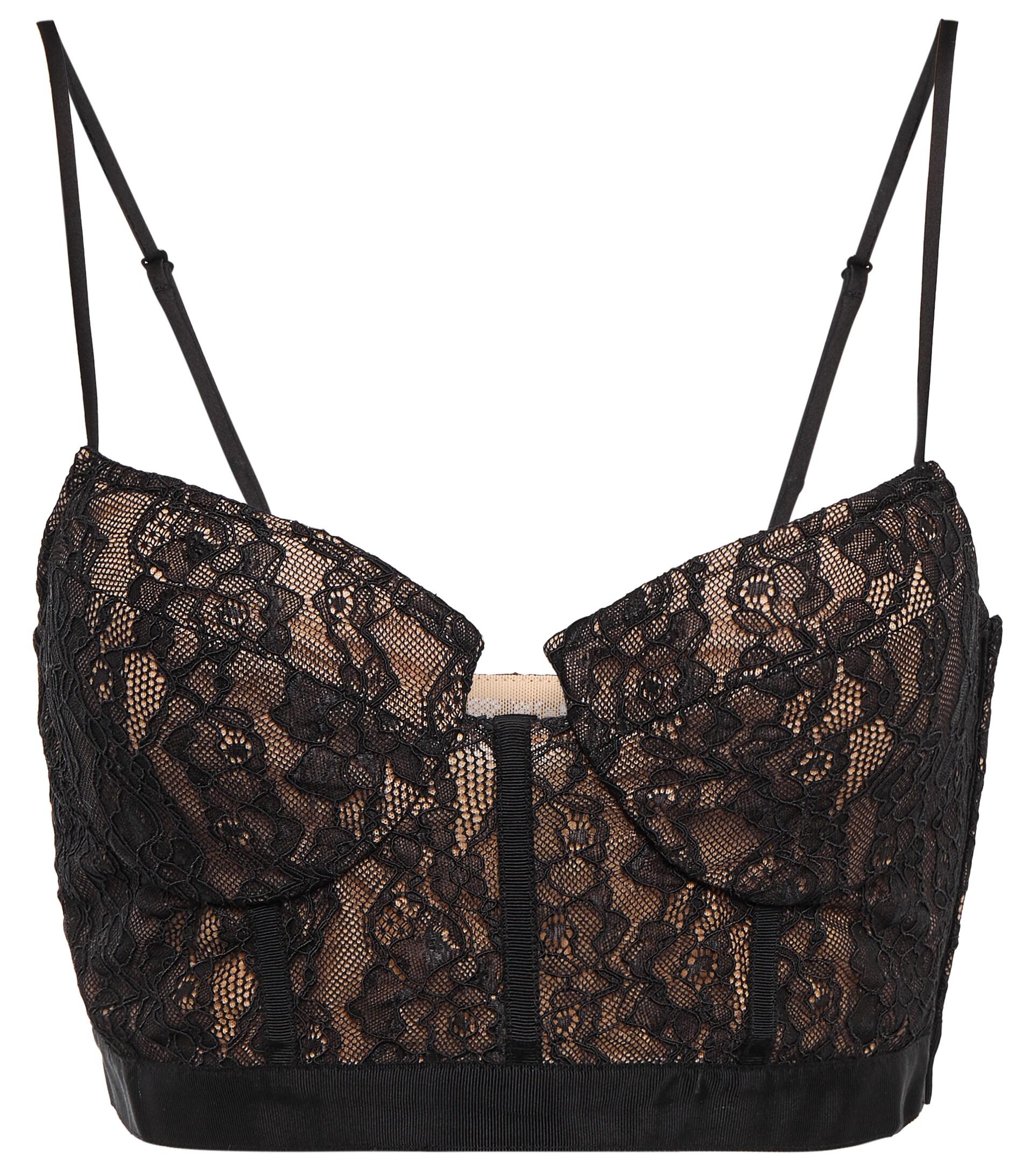 Jonathan Simkhai Shirley Lace Bustier Crop Top in Black | Lyst