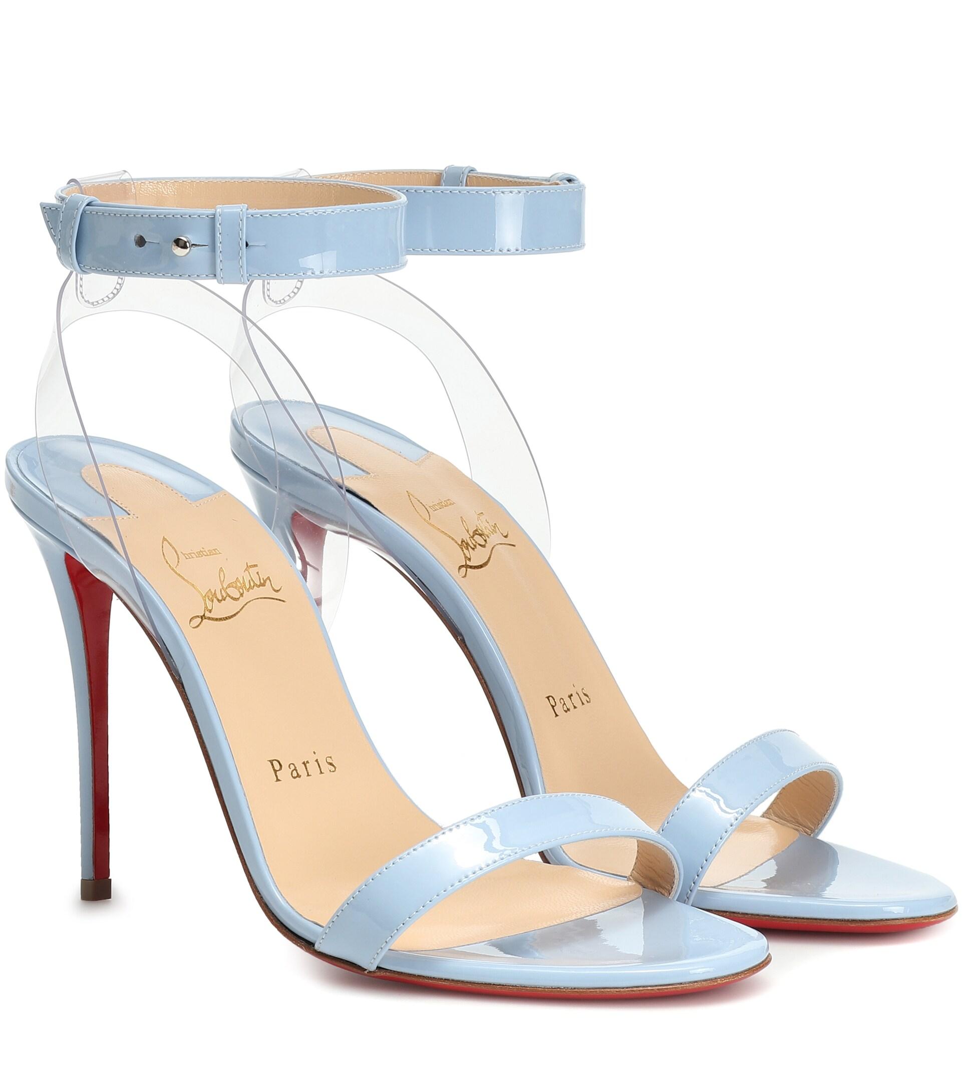 Christian Louboutin 100 Patent Leather Sandals in Sky (Blue) | Lyst