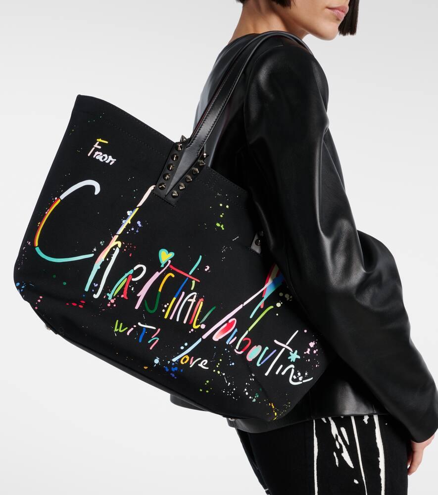 トートバッグ Cabata Large leather-trimmed canvas tote bag Cabata Large leather tote bag in black - Christian Louboutin