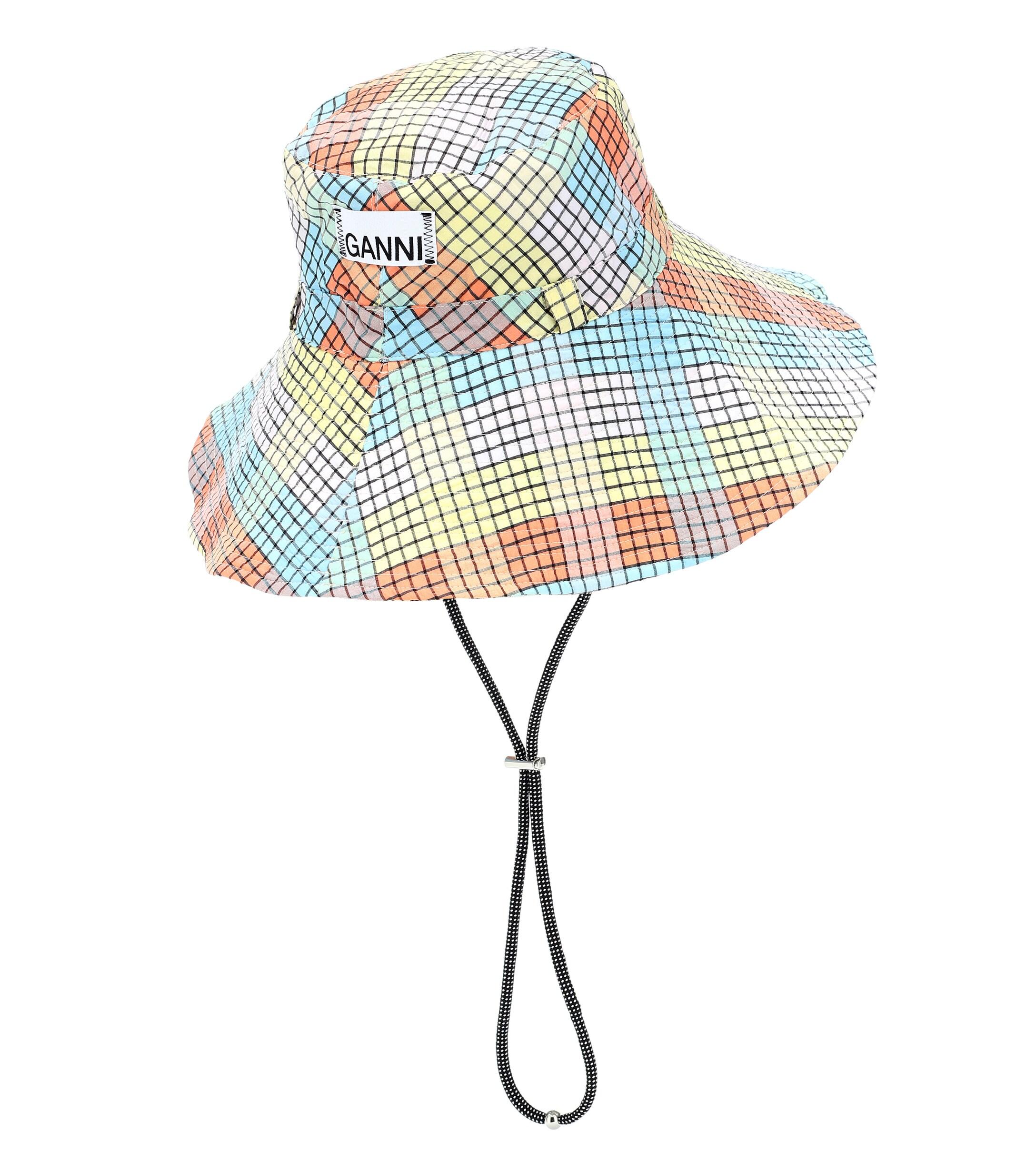 Ganni Cotton Seersucker Check Bucket 