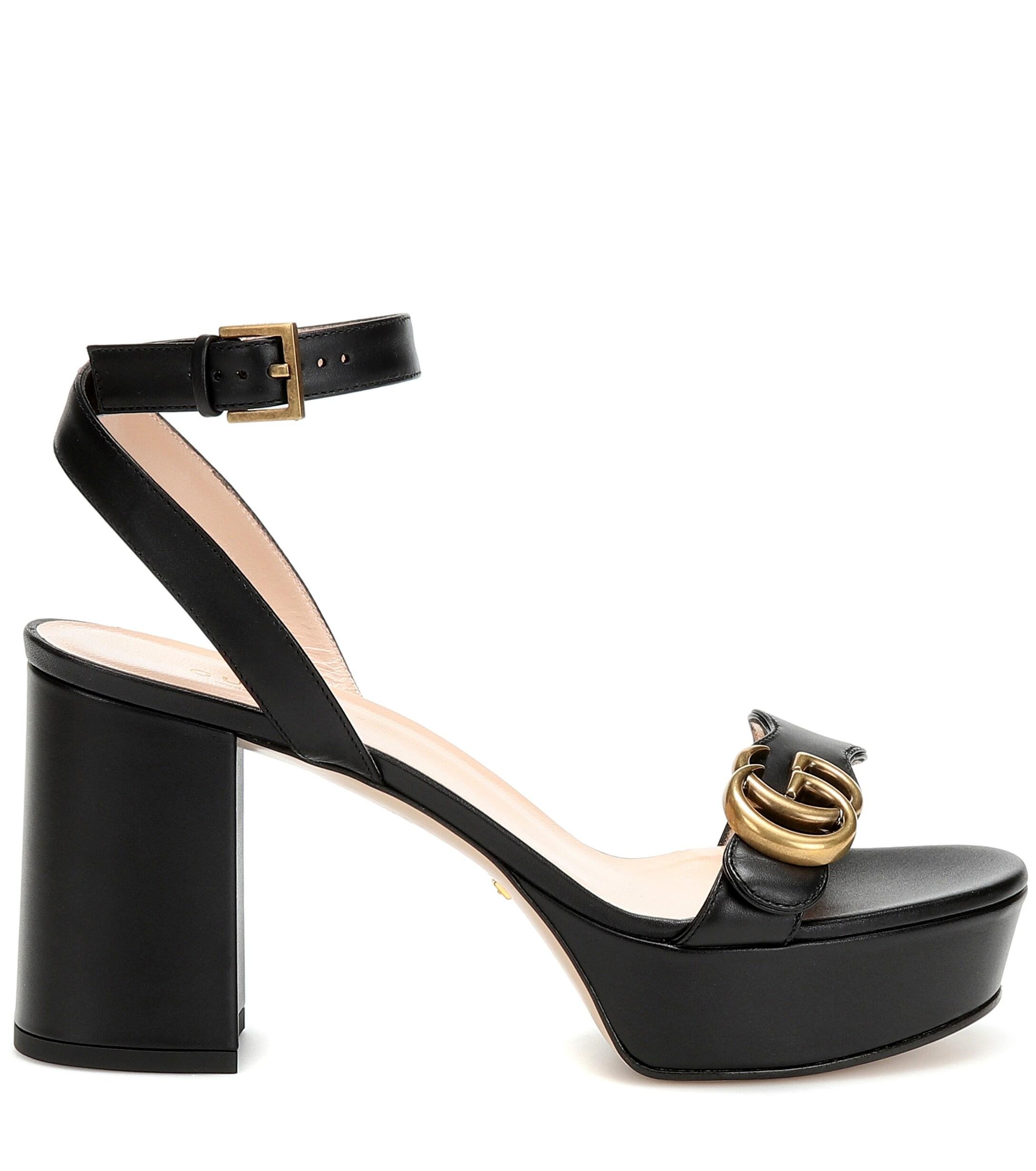 Gucci Platform Sandal With Double G in Black Leather (Black) | Lyst