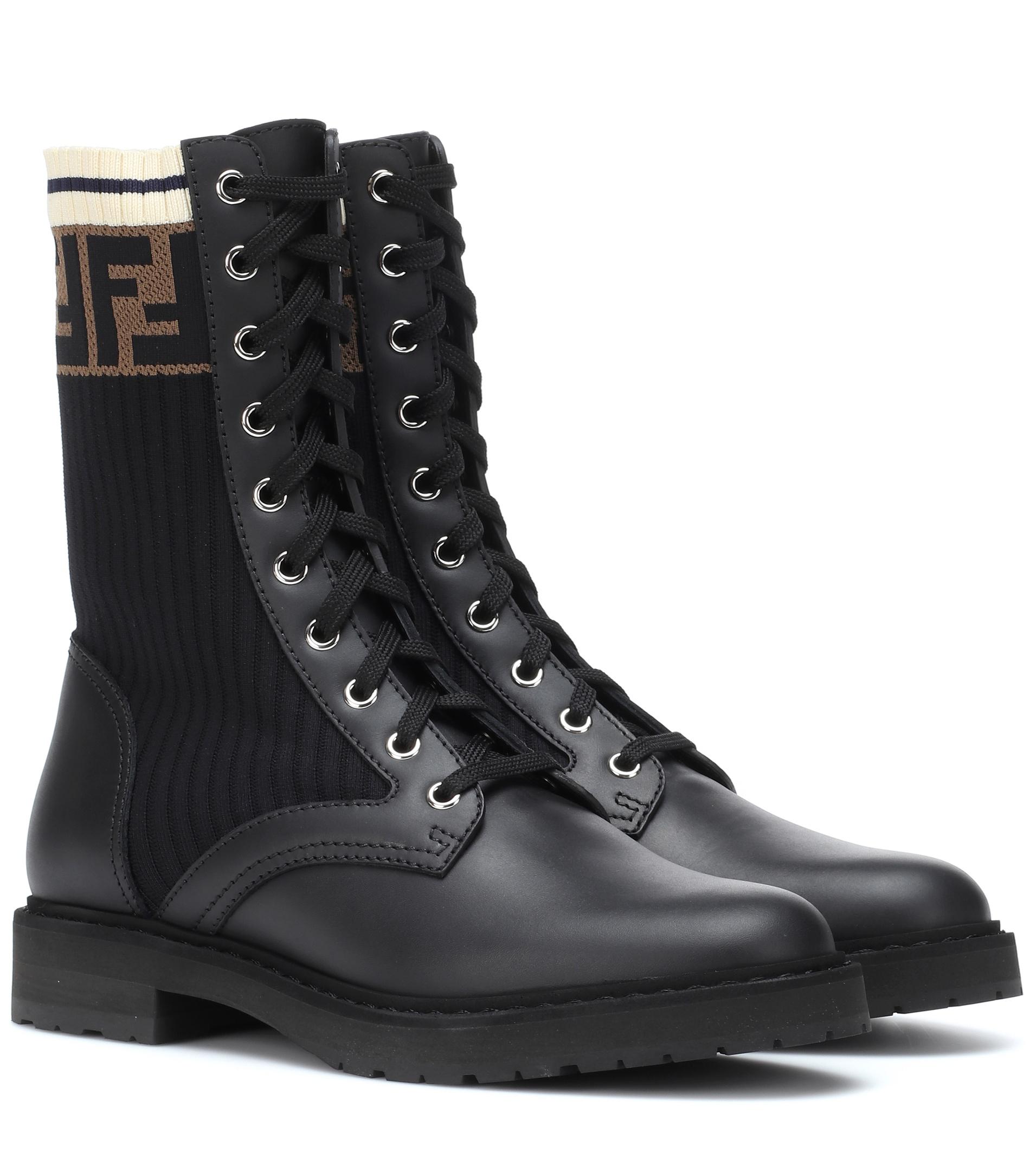 Fendi Leather Biker Boots in Black - Save 26% - Lyst