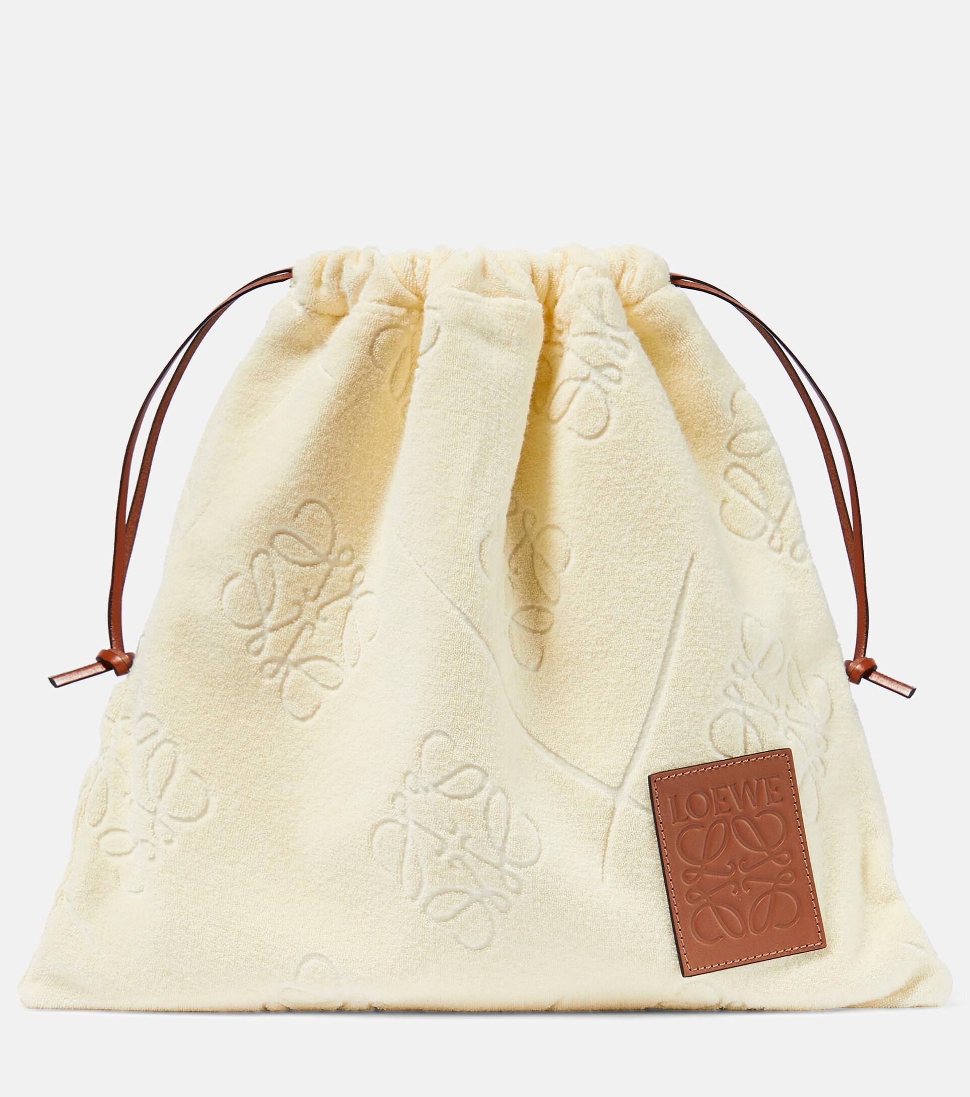 Loewe Anagram Terry Drawstring Pouch in Natural