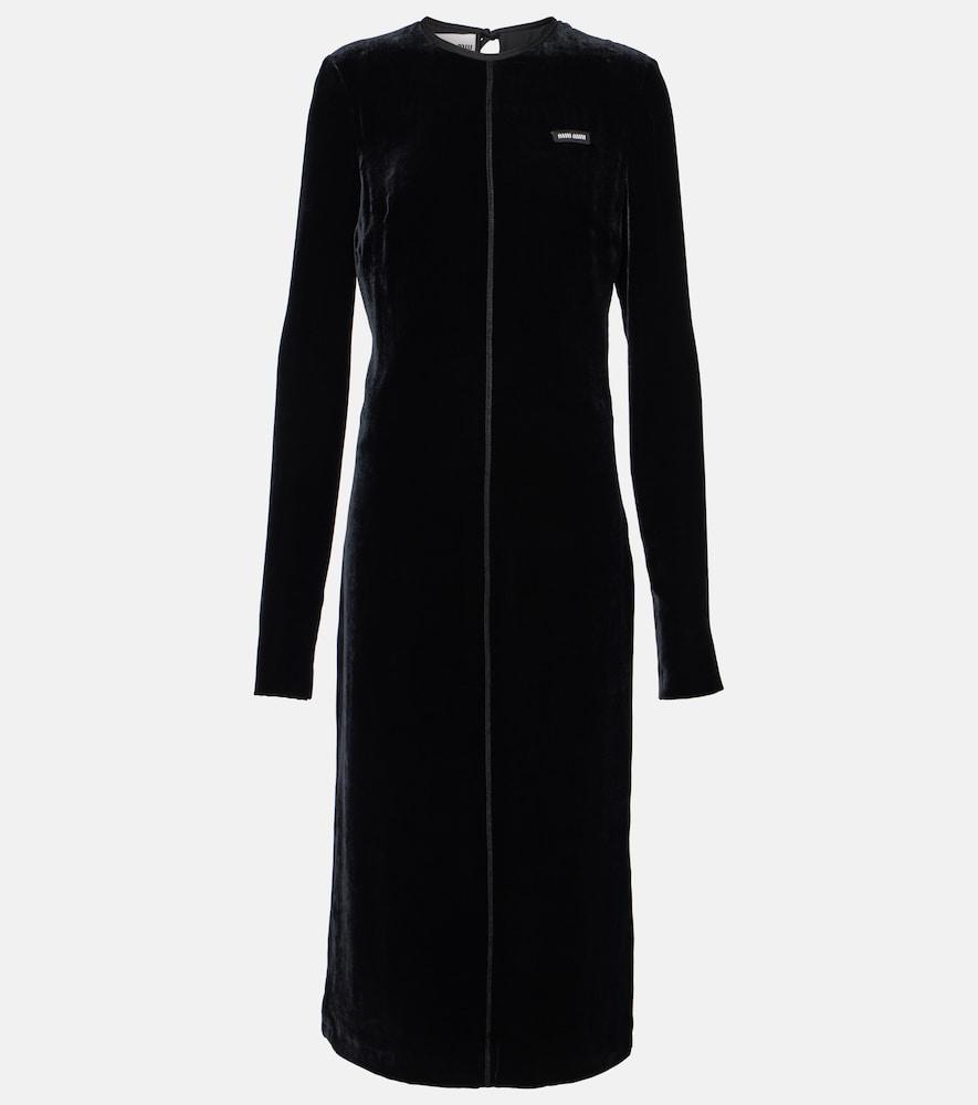 knee length dresses for ladies Miu Miu V-neck Organza-trimmed Velvet Minidress – Petite Chérie