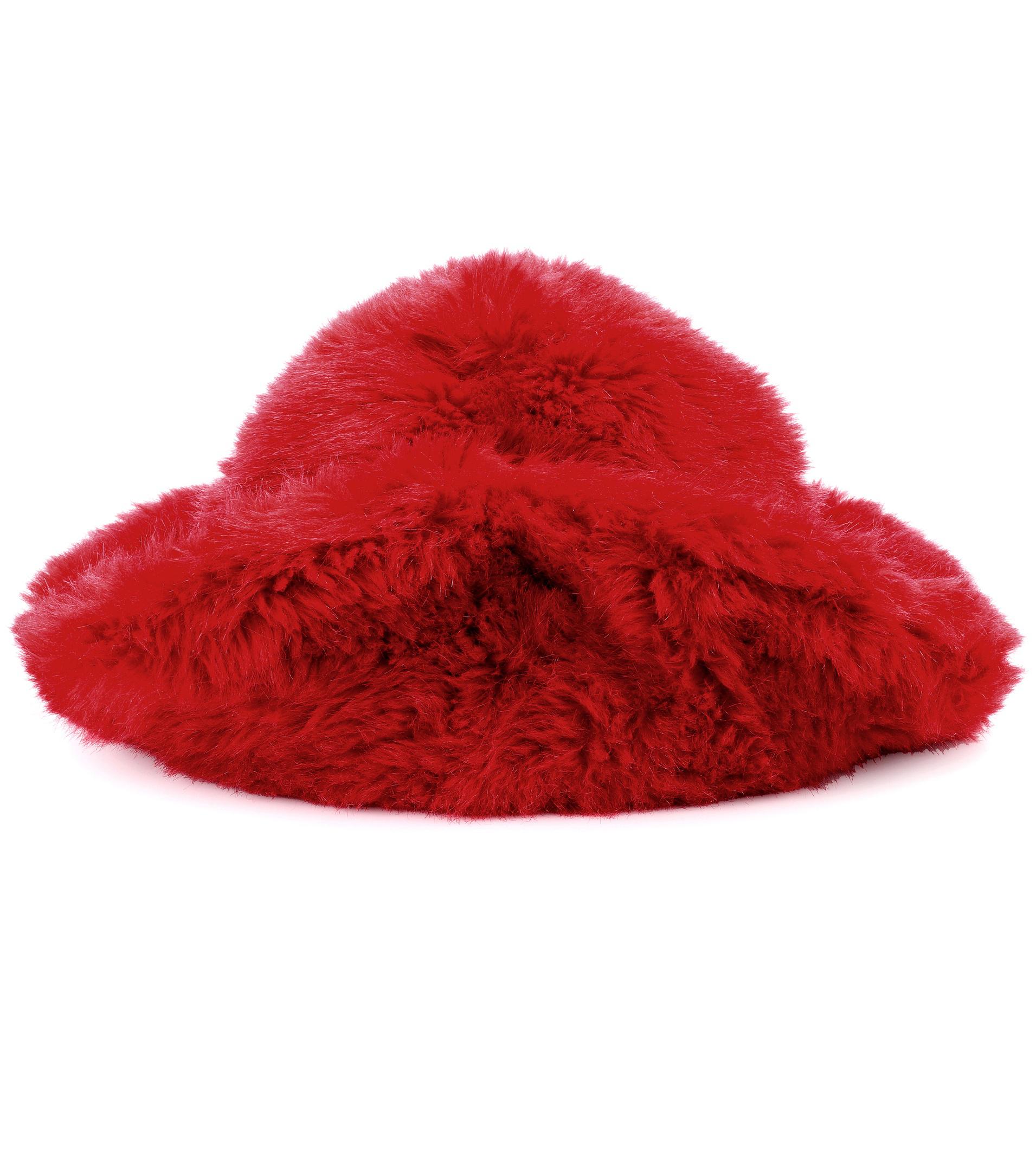 Miu Miu Faux Fur Hat in Red - Lyst