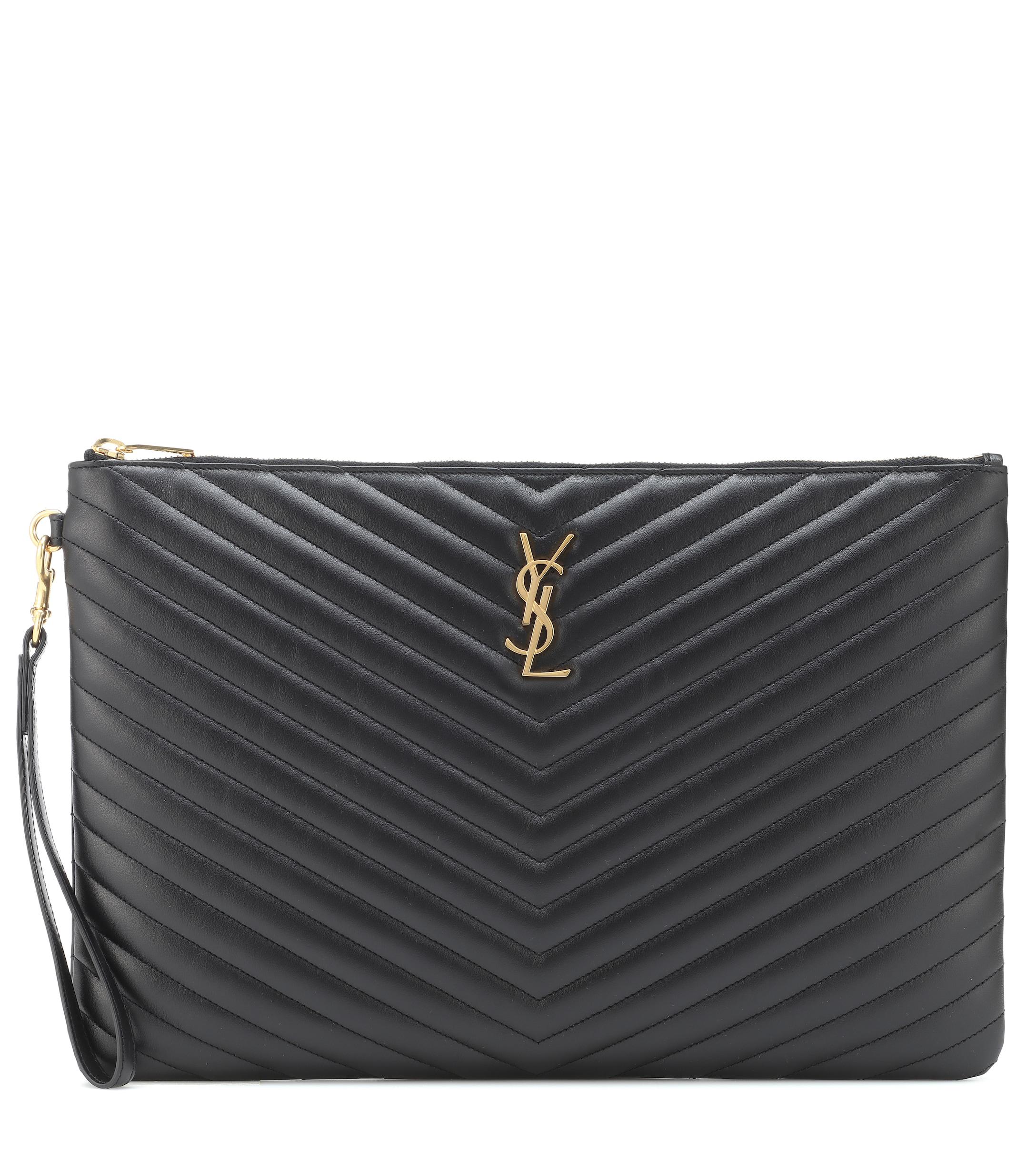 Saint Laurent Monogram Leather Pouch in Nero (Black) Lyst