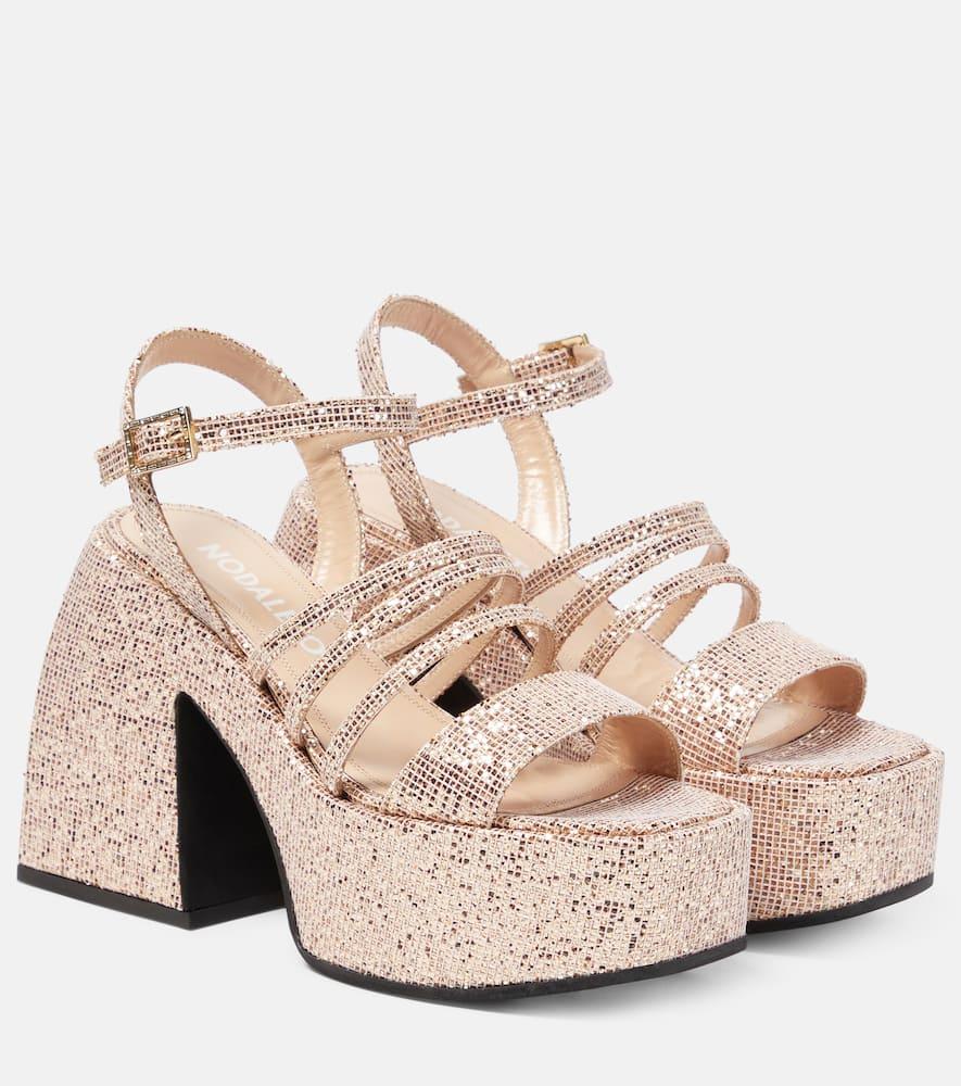 NODALETO Bulla Chibi Glitter Platform Sandals in Pink | Lyst